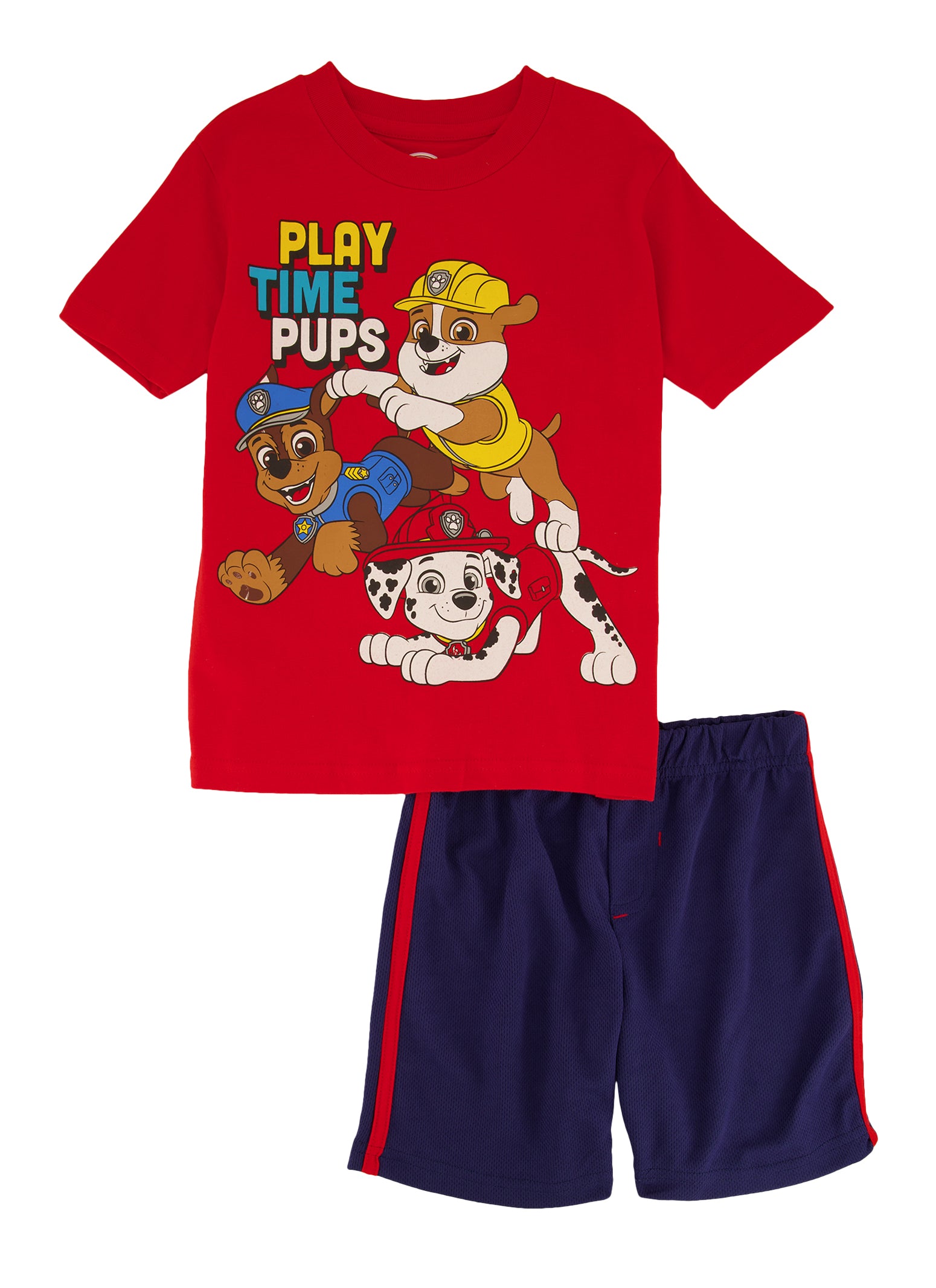 Little Boys Playtime Pups Graphic Tee and Shorts, Red,