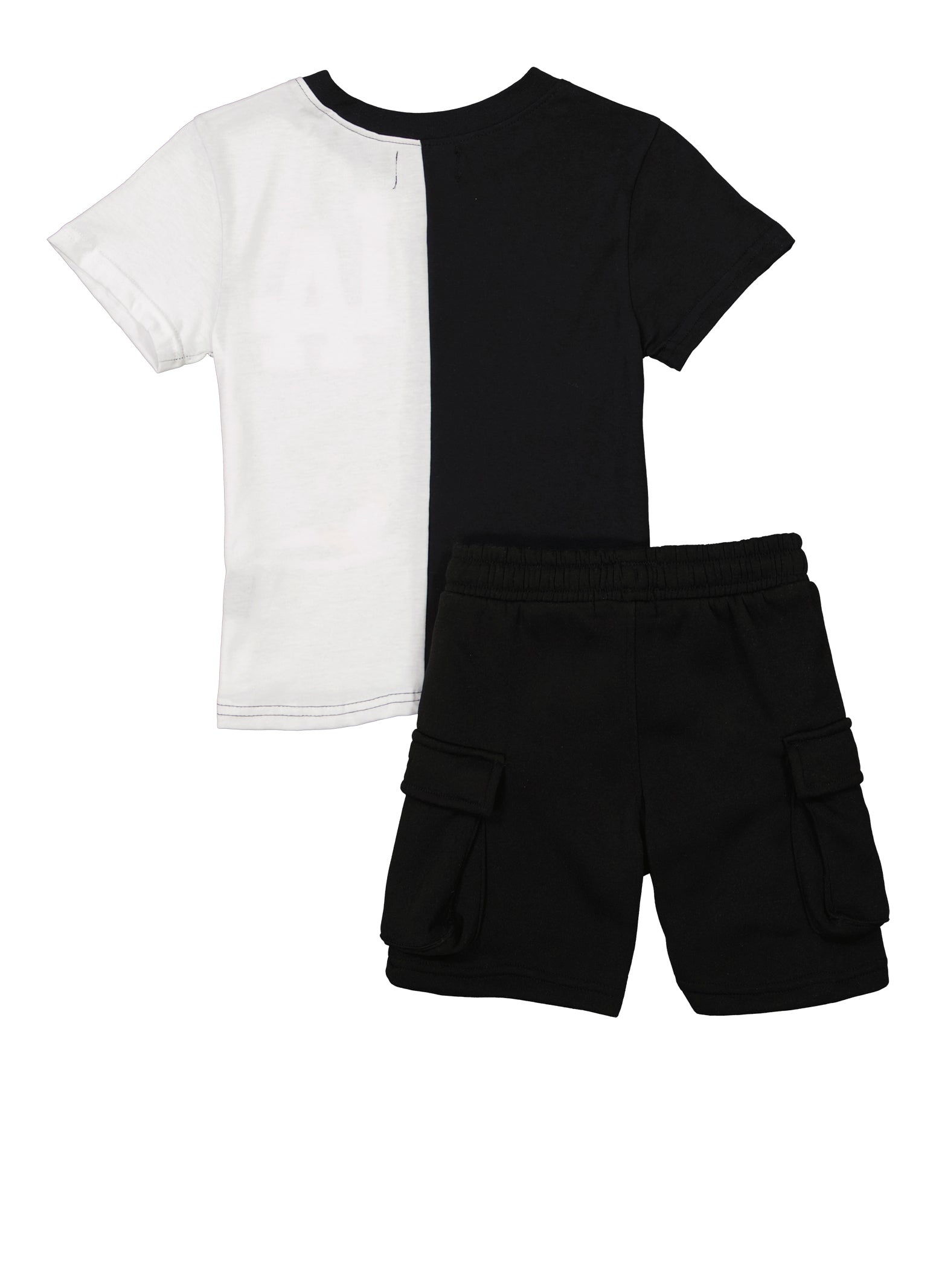 Little Boys Never Give Up Graphic Tee and Cargo Sweatshorts, Black, Size 4