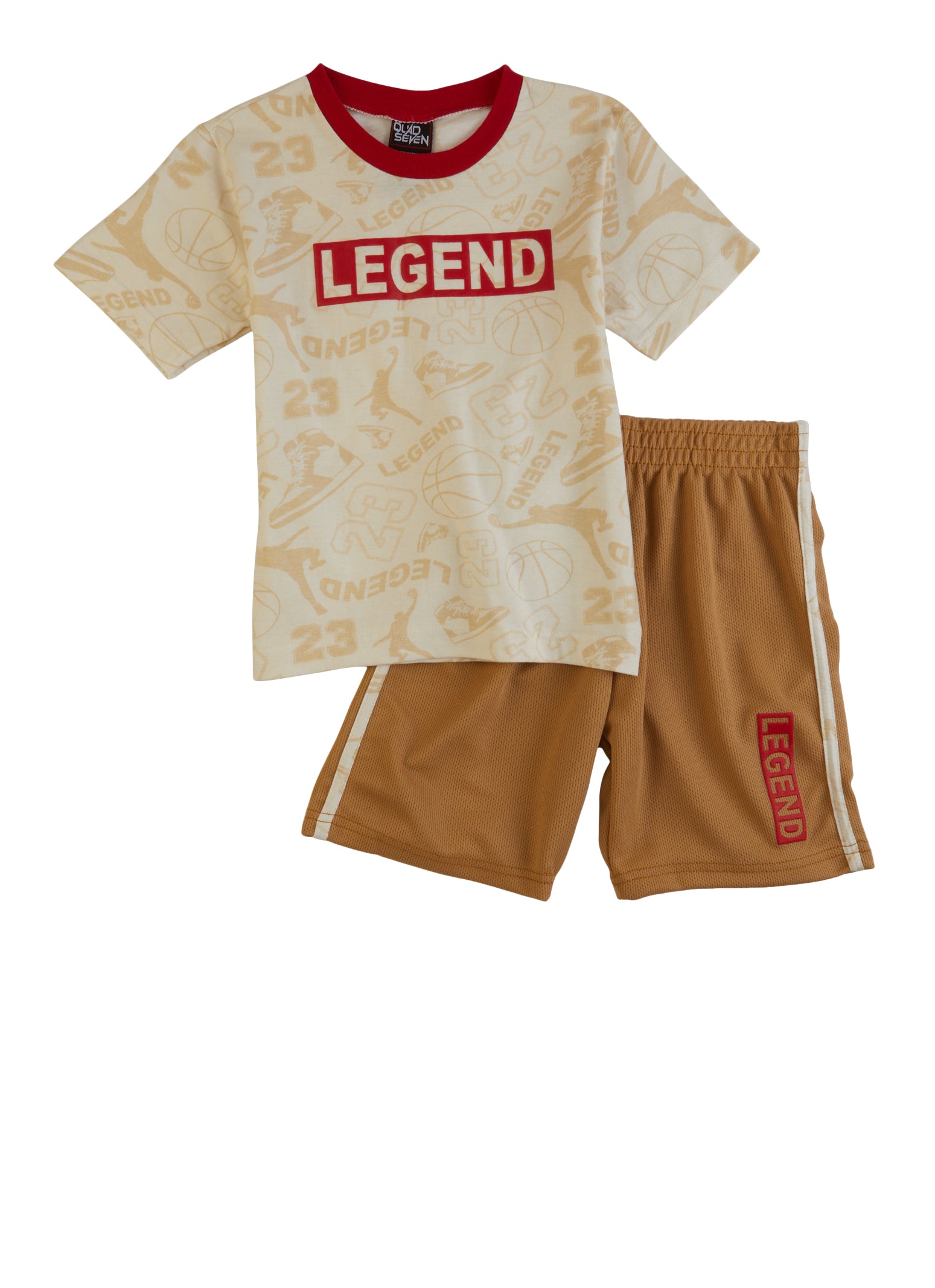 Little Boys Legend Graphic Tee and Basketball Shorts, Beige, Size 5-6