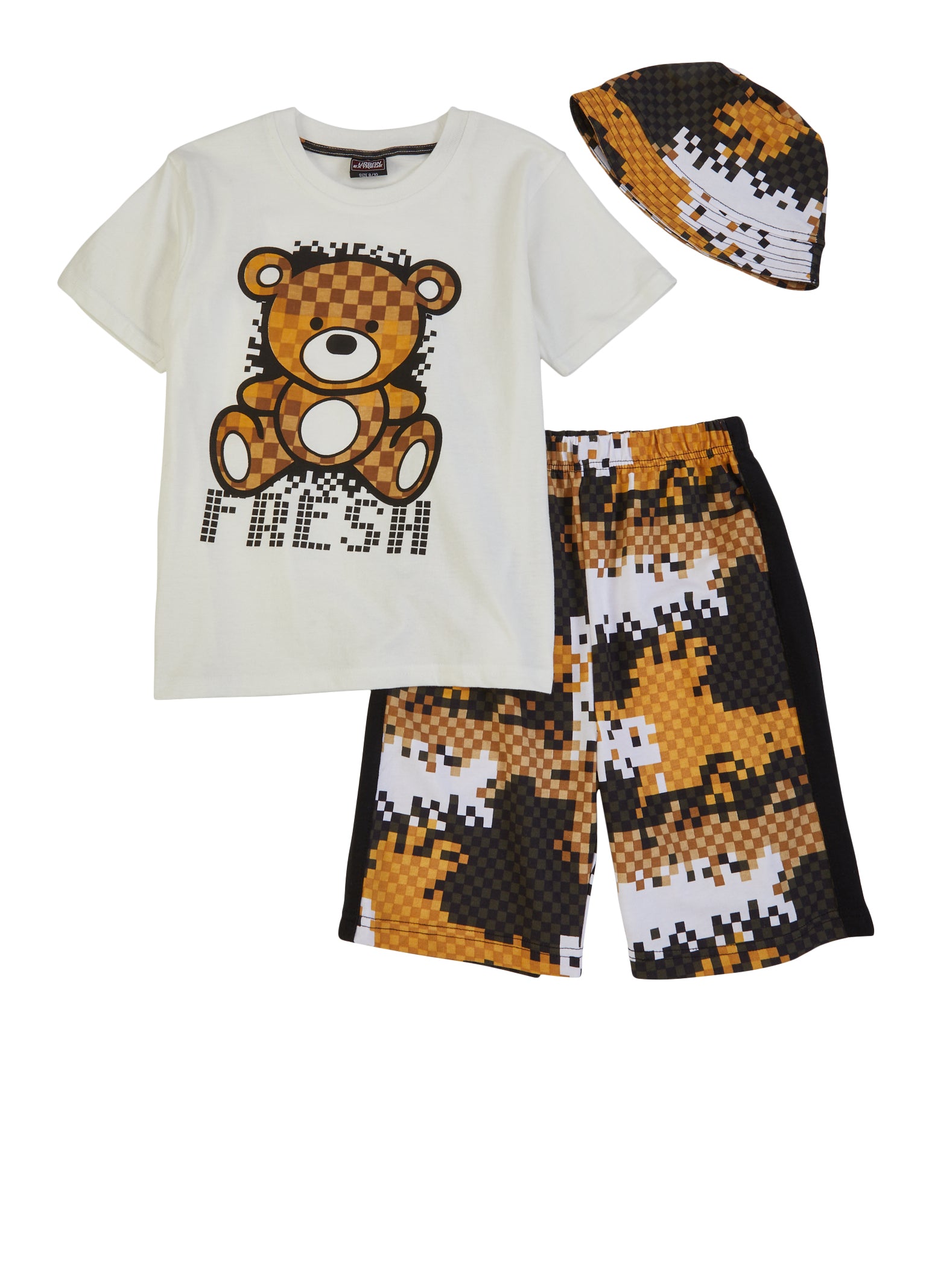 Boys Fresh Bear Graphic Tee and Shorts with Hat, Multi, Size 16-18