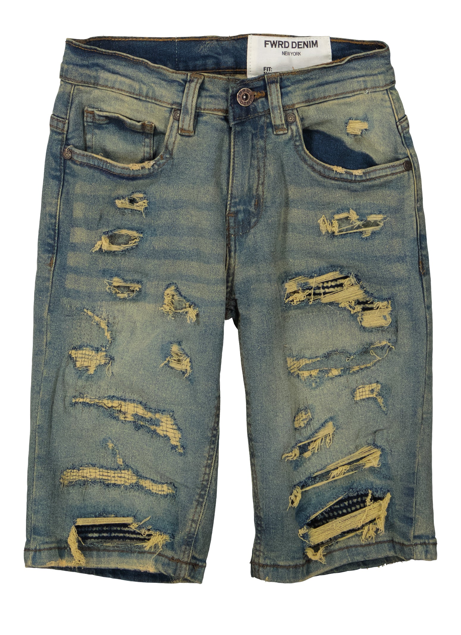 Boys Distressed Denim Shorts, Blue, Size 12