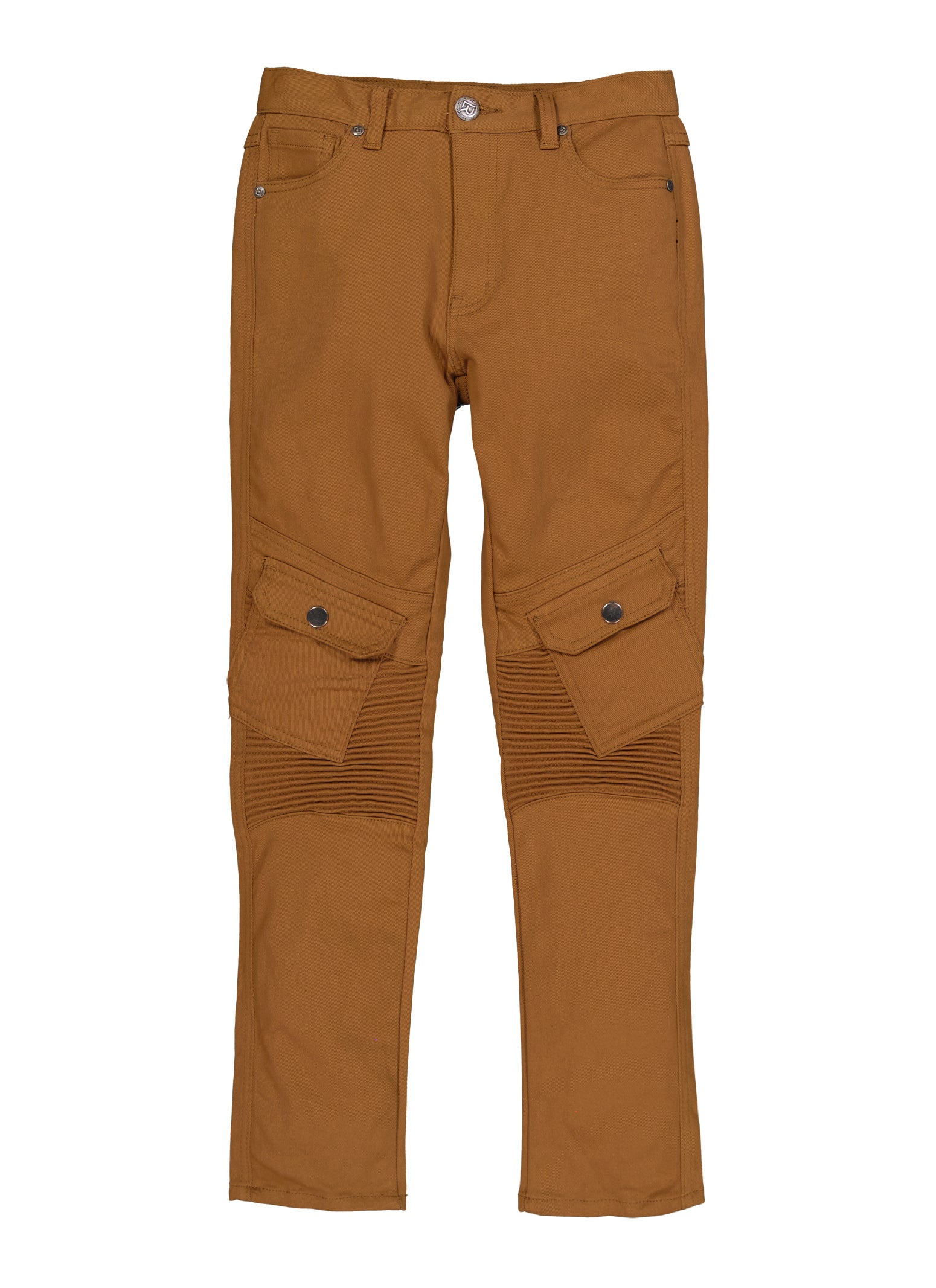 Boys Solid Cargo Pocket Moto Jeans, Khaki, Size 12