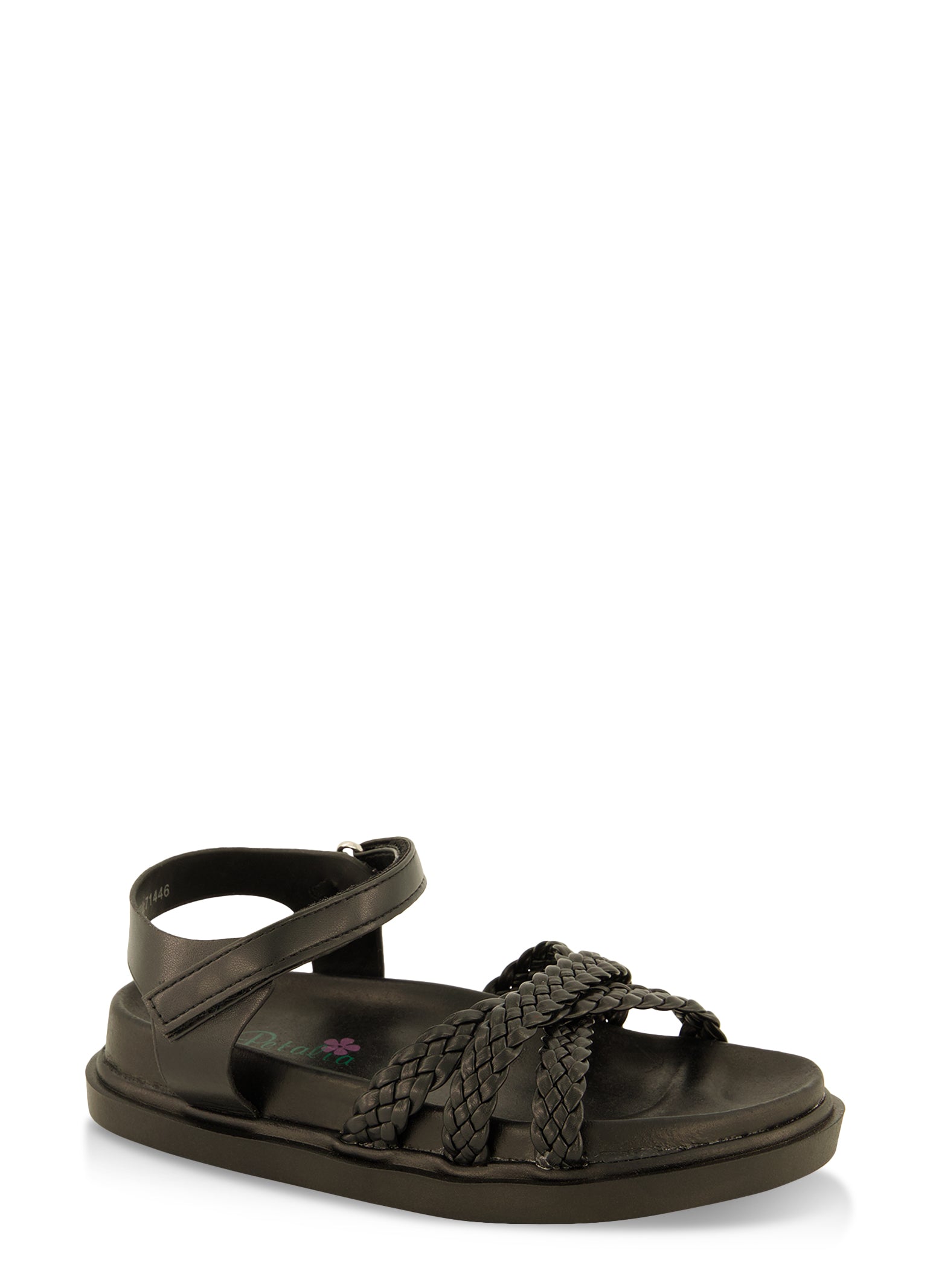 Girls Braided Band Ankle Strap Sandals, Black, Size YOUTH 3