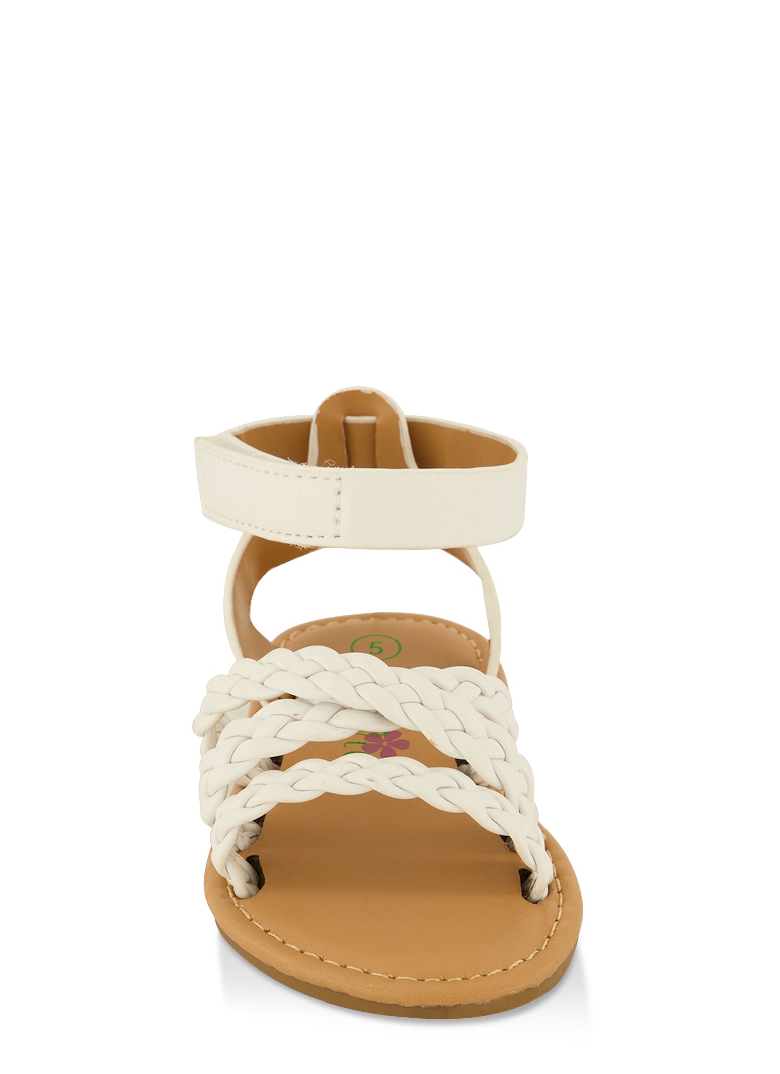 Womens Toddler Girls Braided Strappy Sandals, White, Size 5