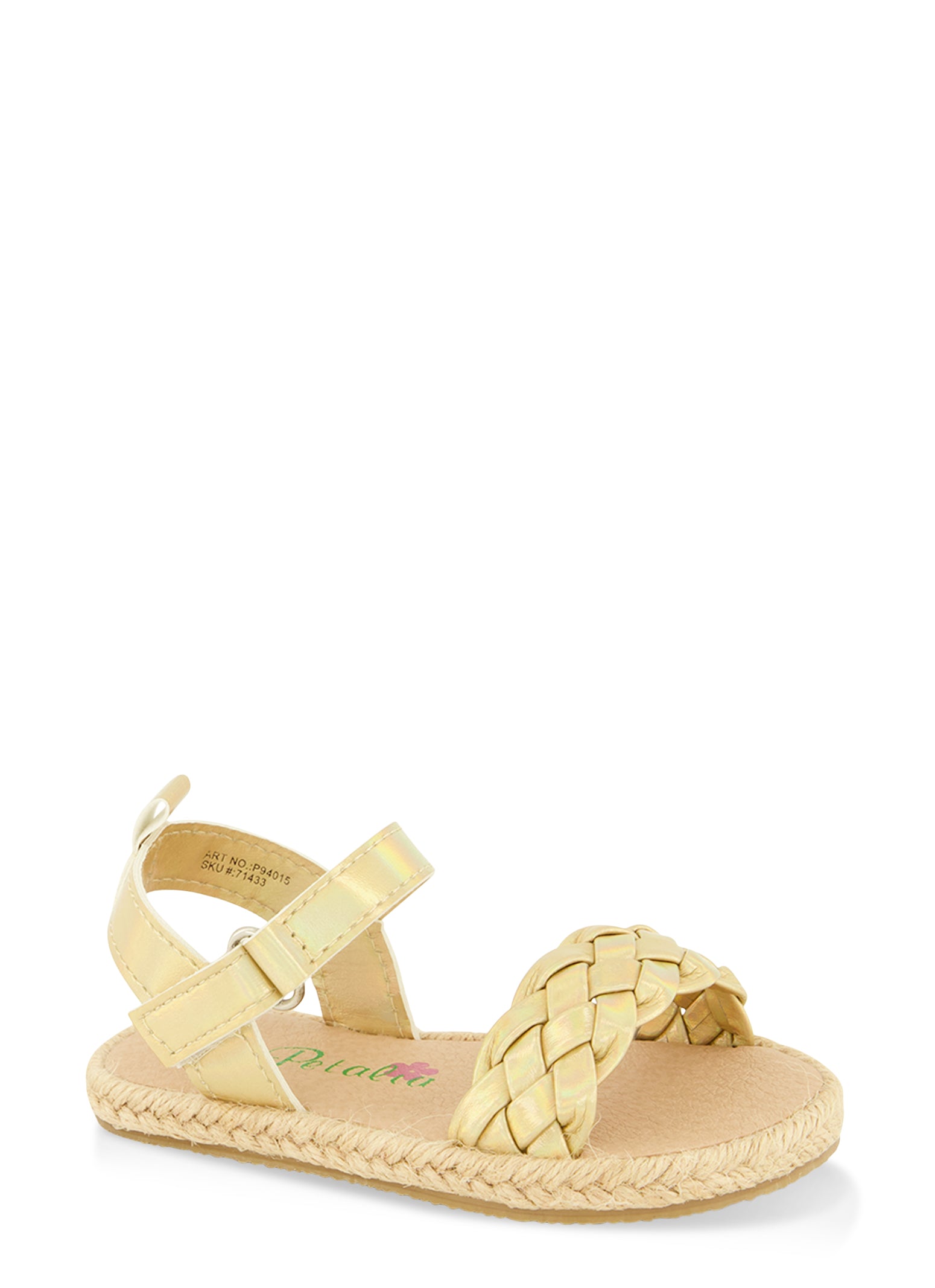 Womens Toddler Girls Braided Sandals, Gold, Size 5