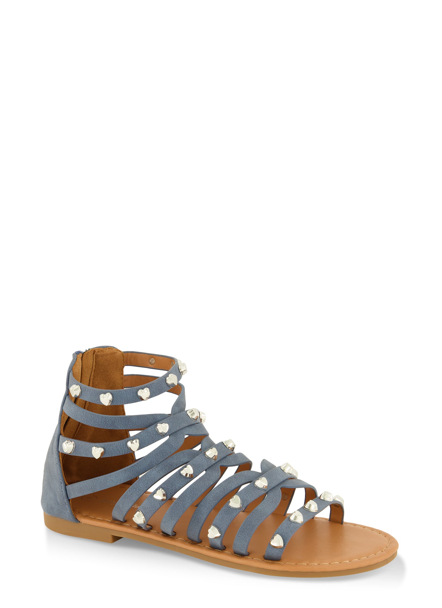 Womens Girls Studded Strappy Gladiator Sandals, 11-12