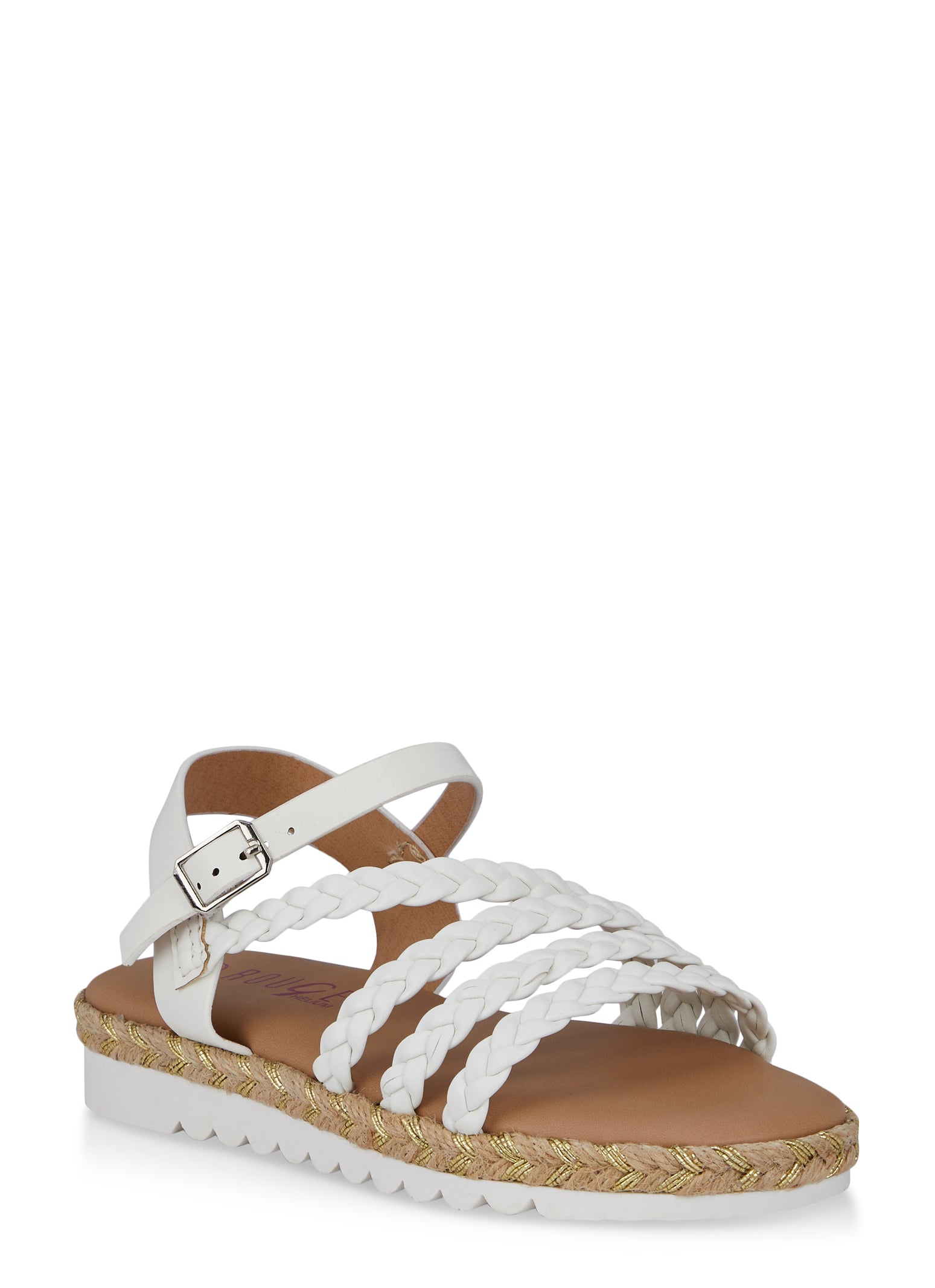 Girls Braided Espadrille Sandals, White, Size YOUTH 11