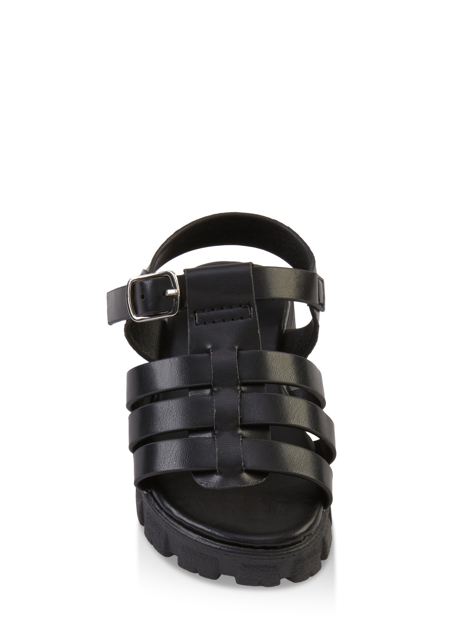 Womens Toddler Girls Triple Band Ankle Strap Sandals, Black, Size 5