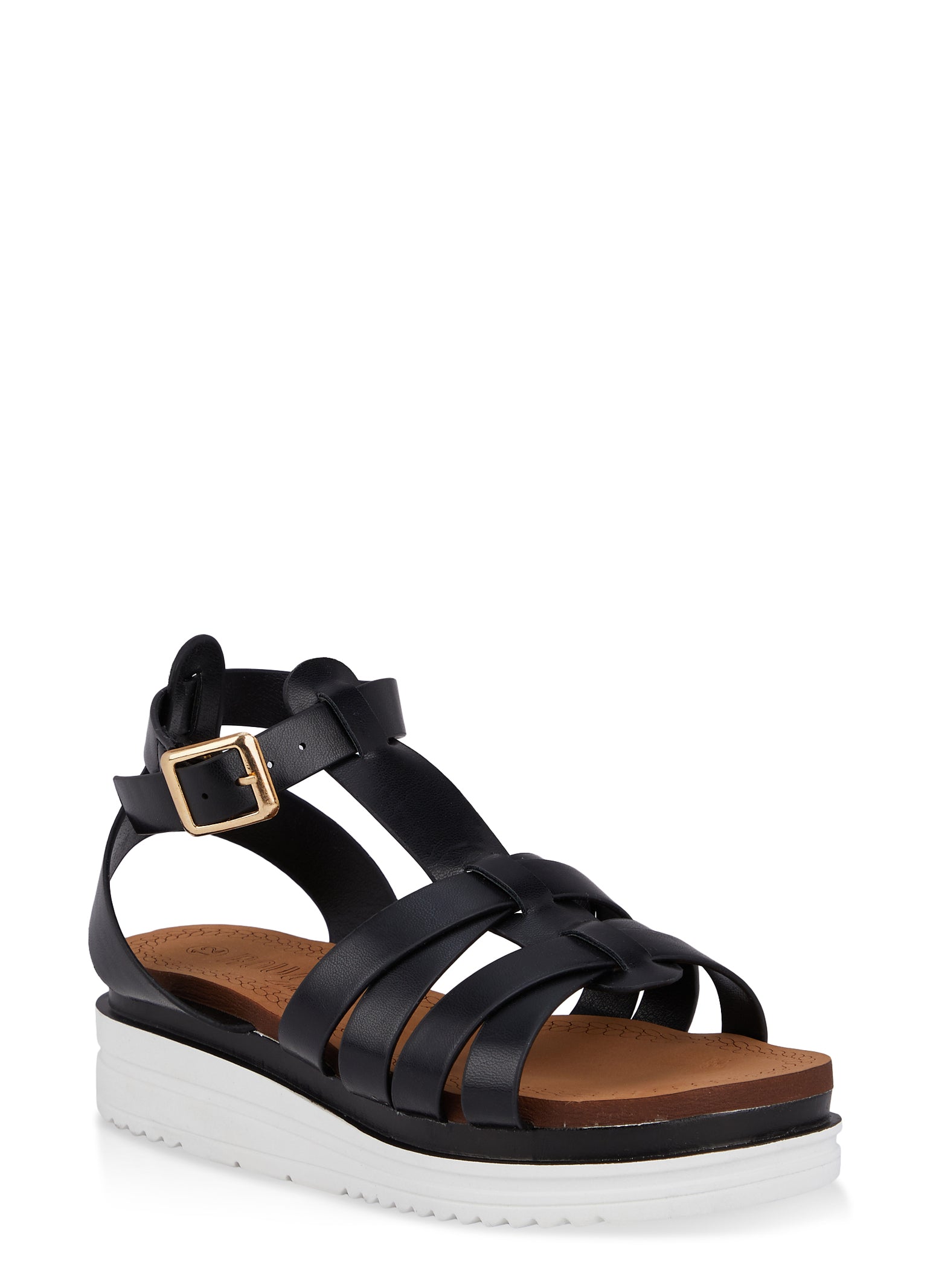 Girls Buckle Strap Wedge Gladiator Sandals, YOUTH