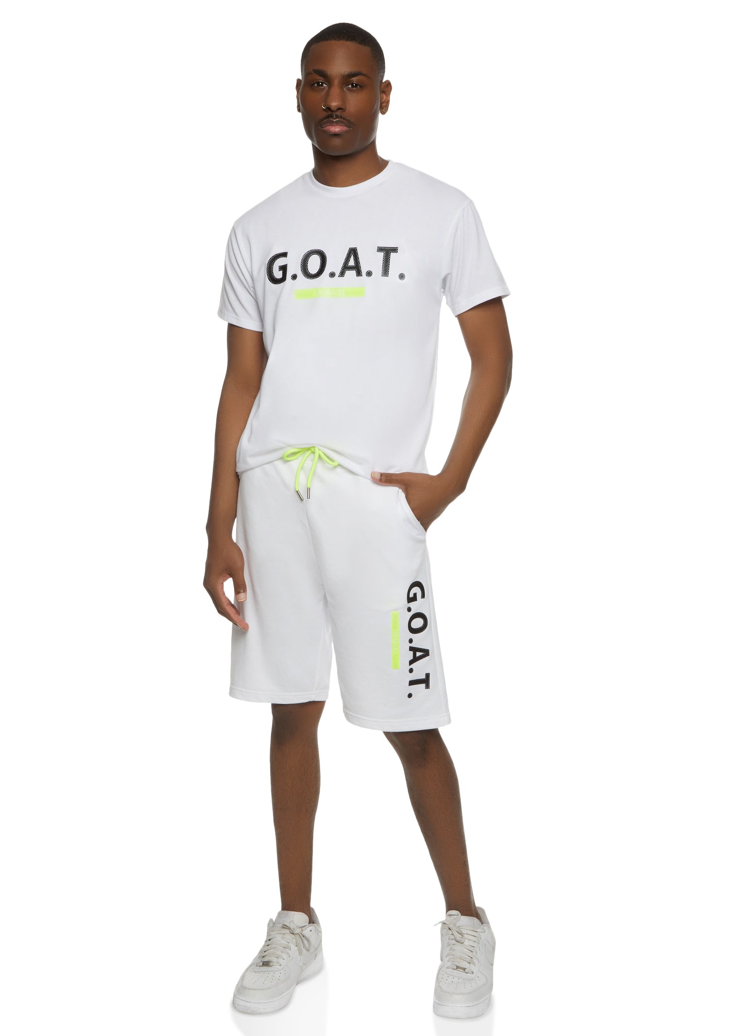 Womens Mens Goat Forever Graphic Tee, White, Size L