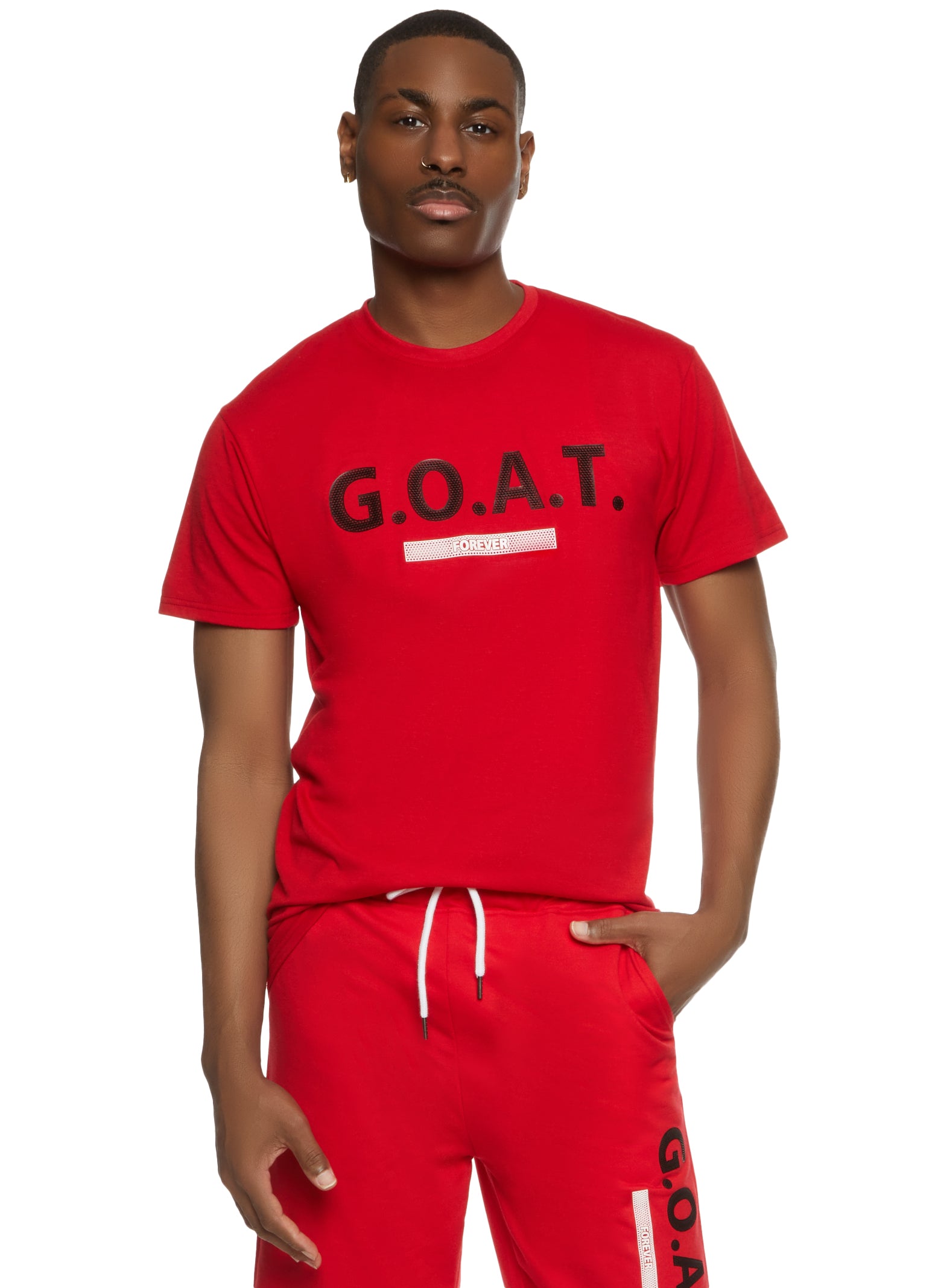 Womens Mens Goat Forever Graphic Tee, Red, Size S