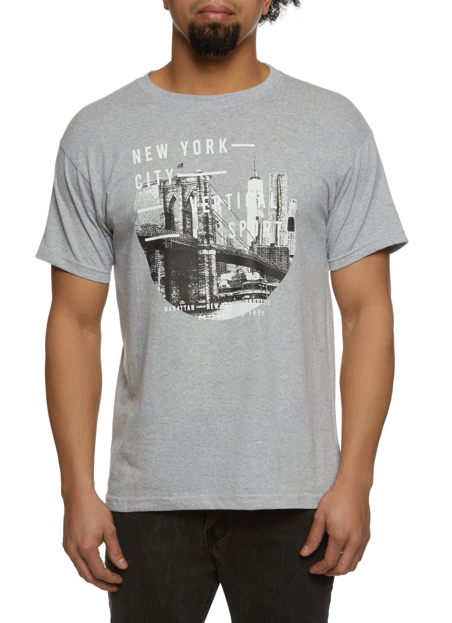 Womens Mens New York City Short Sleeve Crew Neck Graphic T Shirt, Grey, Size XL