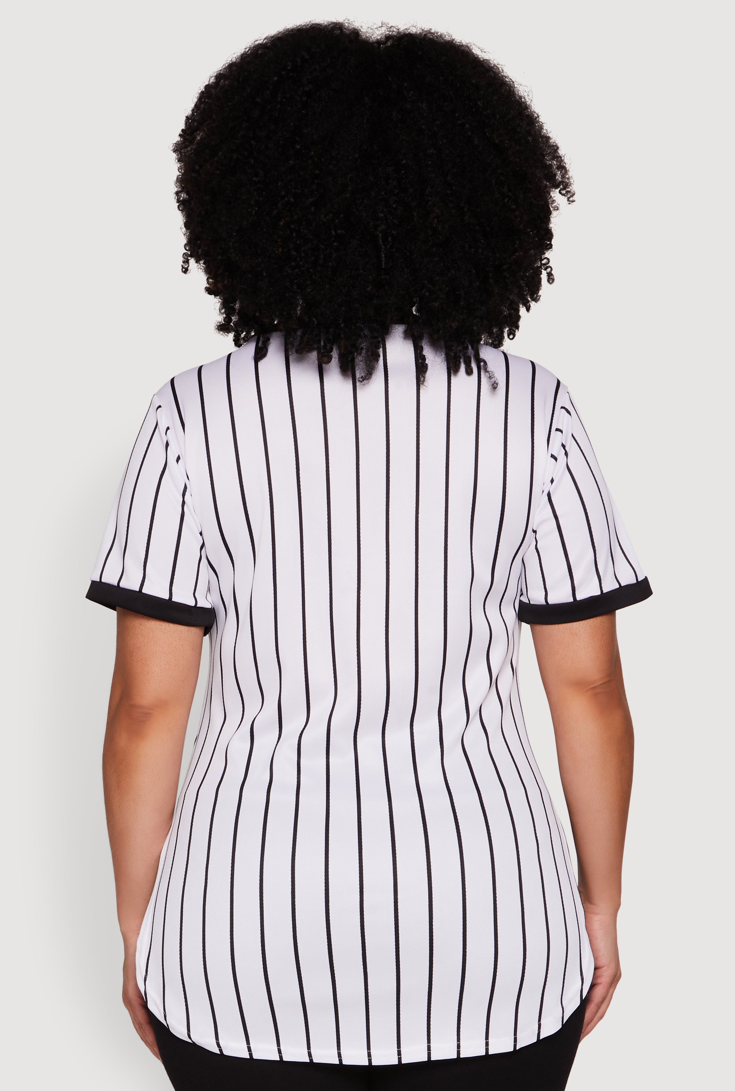 Womens Plus Size Striped Queen Graphic Baseball Tee, White, Size 3X
