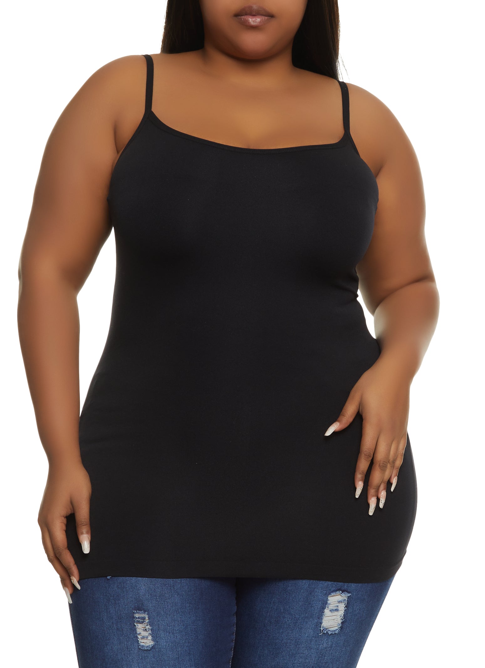 Womens Plus Basic Seamless Scoop Neck Cami,