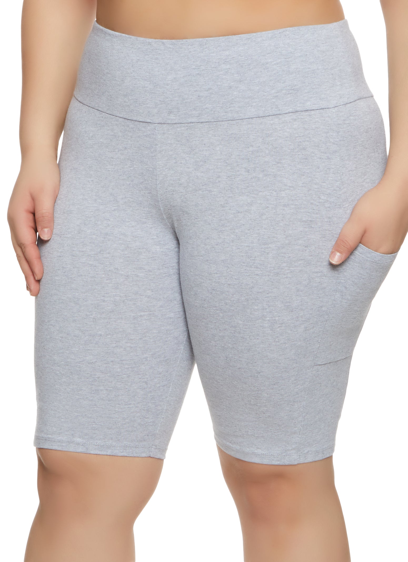 Plus Size Women Solid Elastic Waist Shorts Drawstring Short Pants