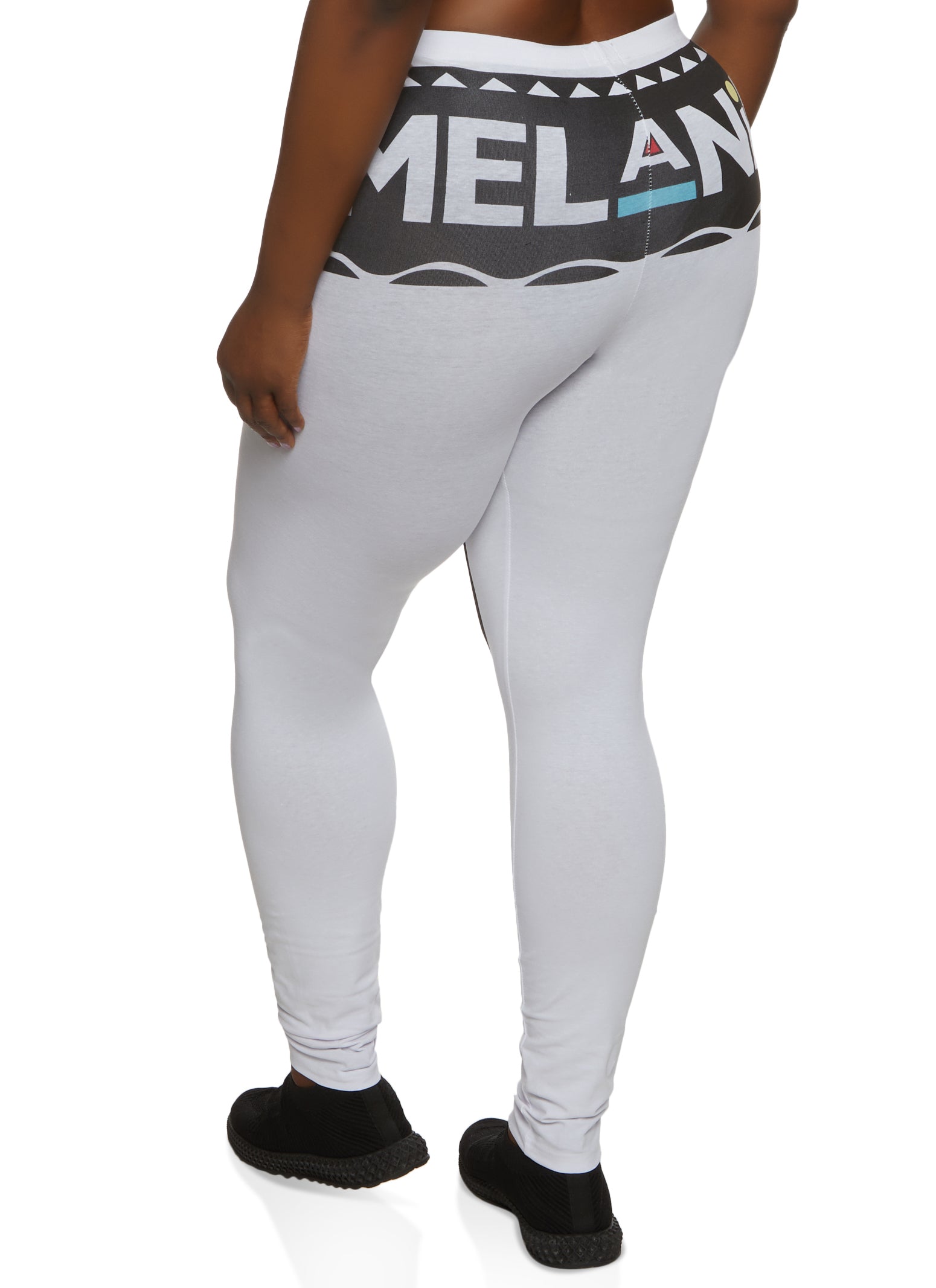 Womens Plus Size Melanin Graphic Leggings, White, Size 2X