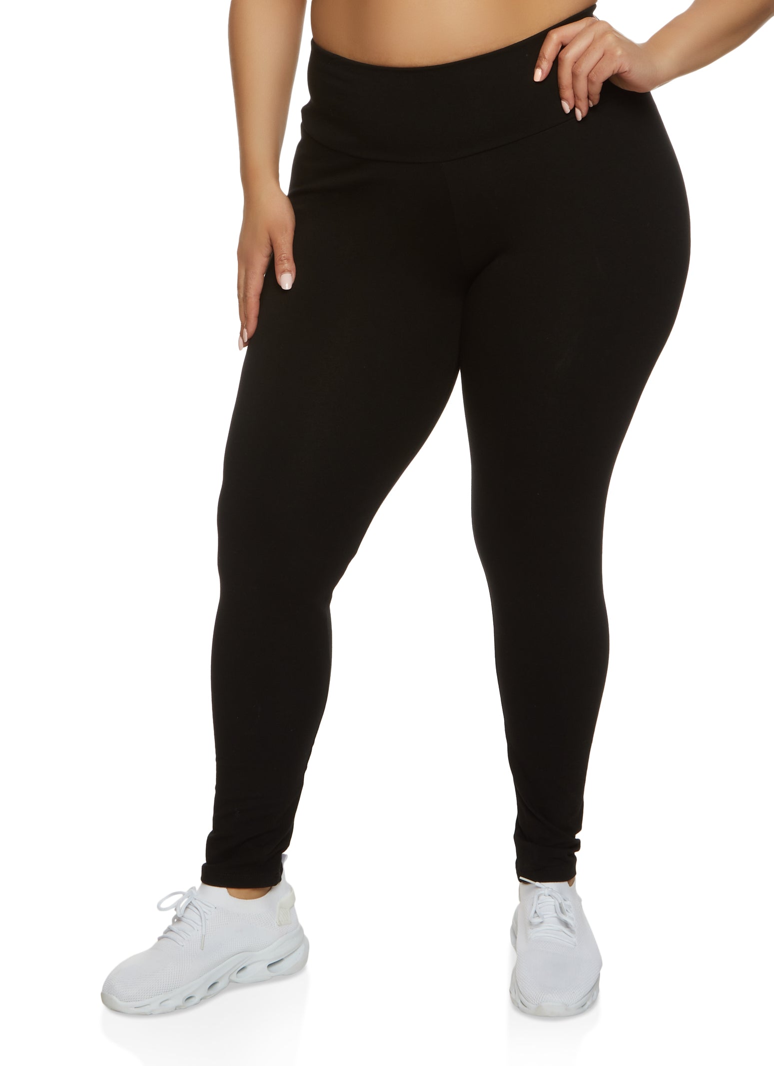 Womens Plus Size Basic Waistband High Waist Leggings, Black, Size 3X