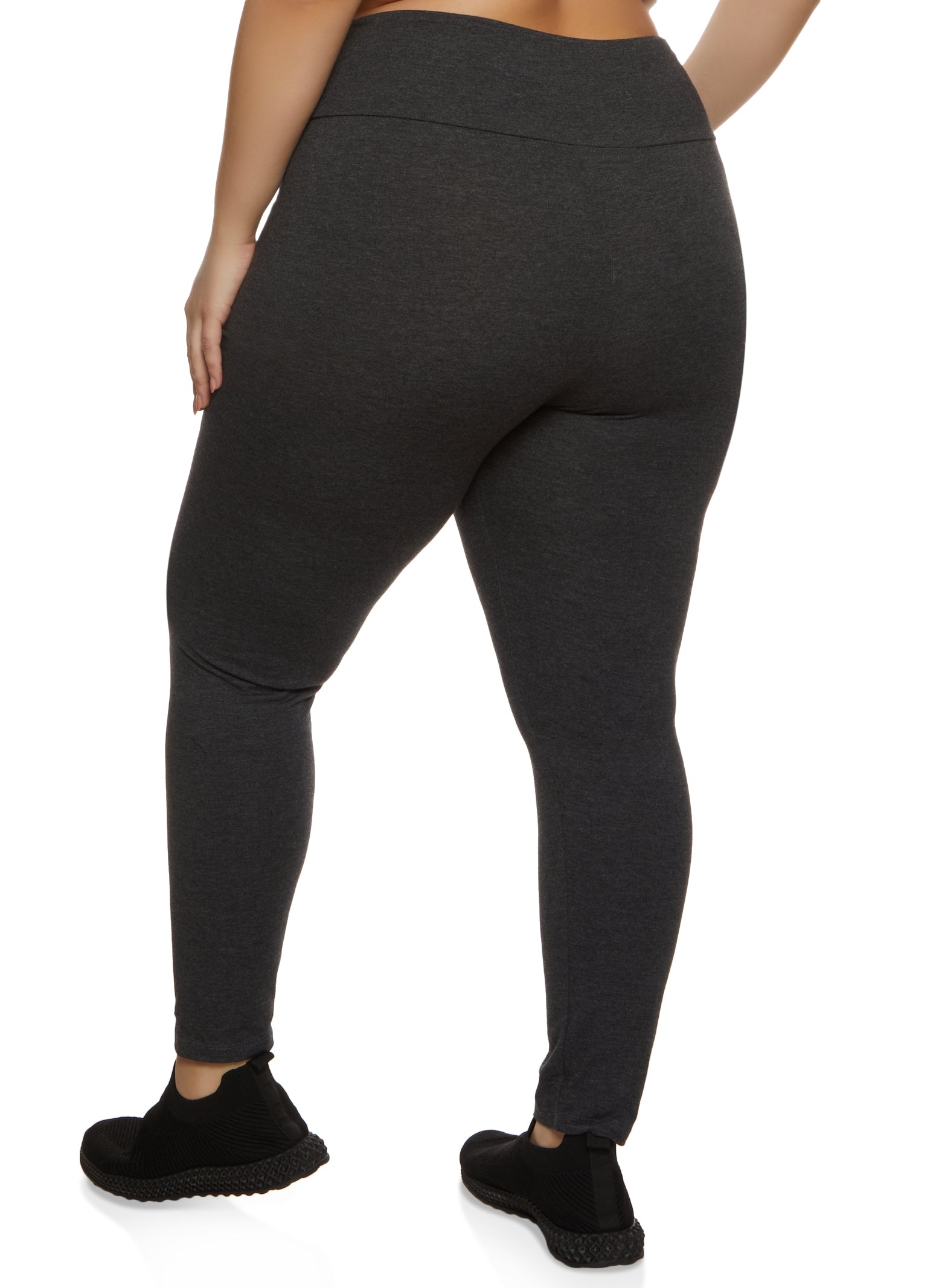 Rainbow Shops Womens Plus Size Basic High Waist Leggings, Grey, Size 2X