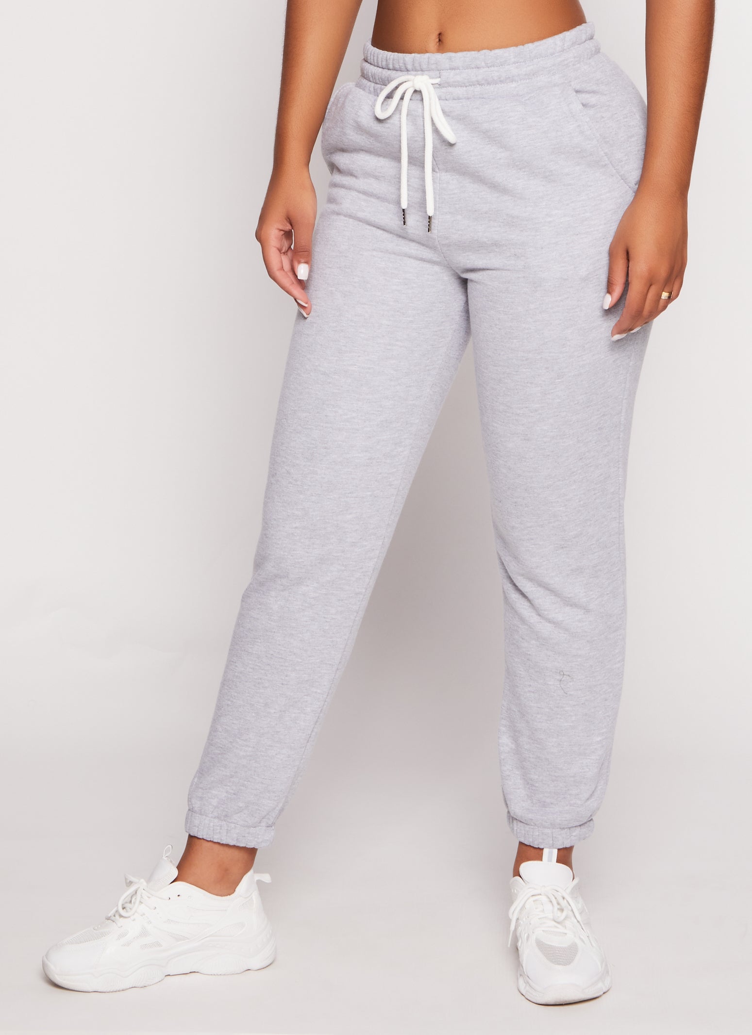 Womens Drawstring Pocket Sweatpants, Grey, Size S