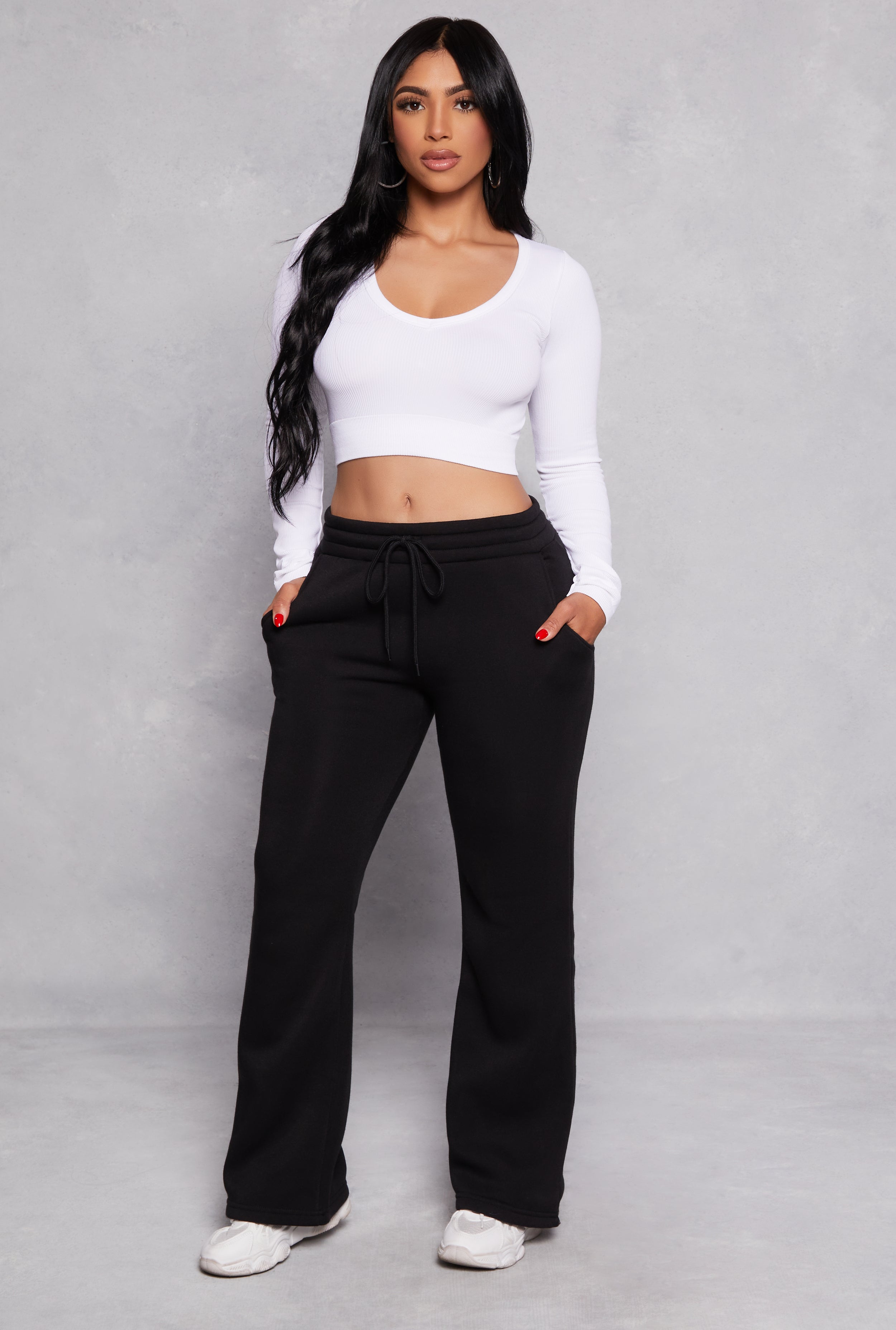 Womens Fleece Lined Boot Cut Sweatpants,