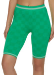 Womens Checkered Print Seamless Biker Shorts, ,