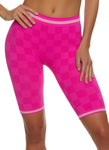 Womens Checkered Print Seamless Biker Shorts, ,