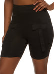 Womens High Waist Cargo Pocket Biker Shorts, ,