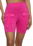 Womens High Waist Cargo Pocket Biker Shorts, ,