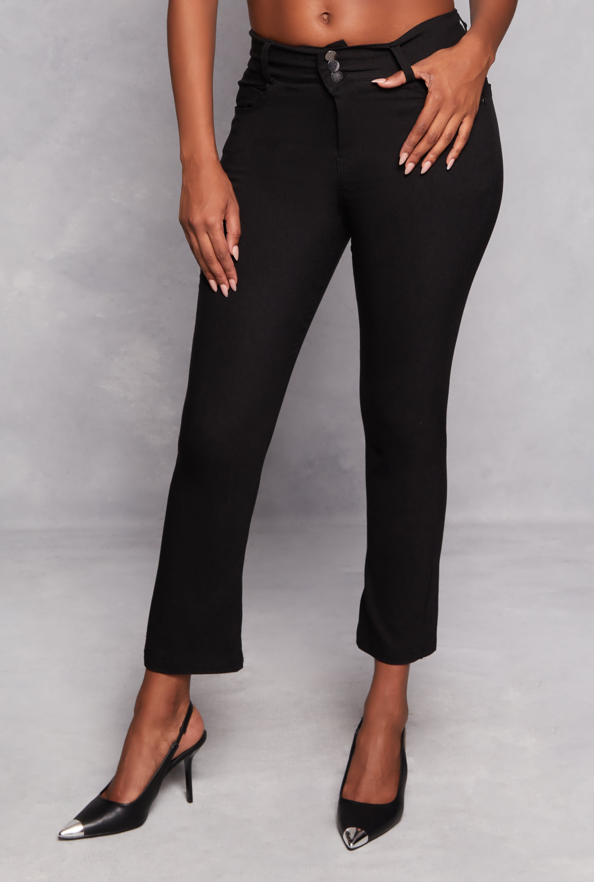 Womens Three Button Dress Pants, Black, Size S