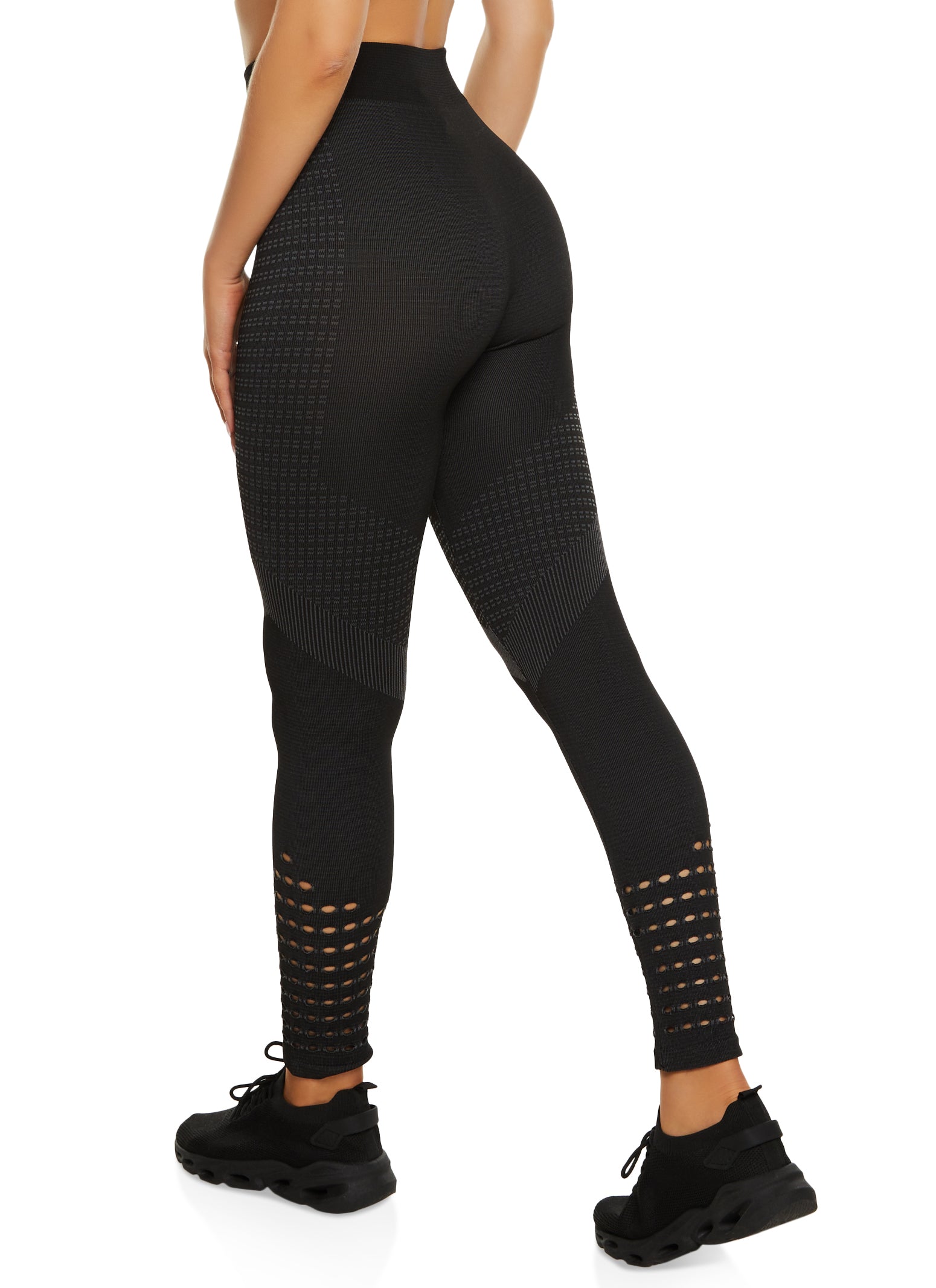 Womens Seamless Cut Out High Waist Leggings, Black, Size L-XL