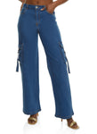 Womens Denim Cargo Wide Leg Pants, ,