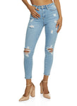 Womens Wax Distressed High Waist Skinny Jeans, ,