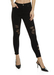 Womens Wax High Rise Distressed Skinny Jeans, ,