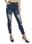 Womens Wax High Rise Distressed Skinny Jeans, ,