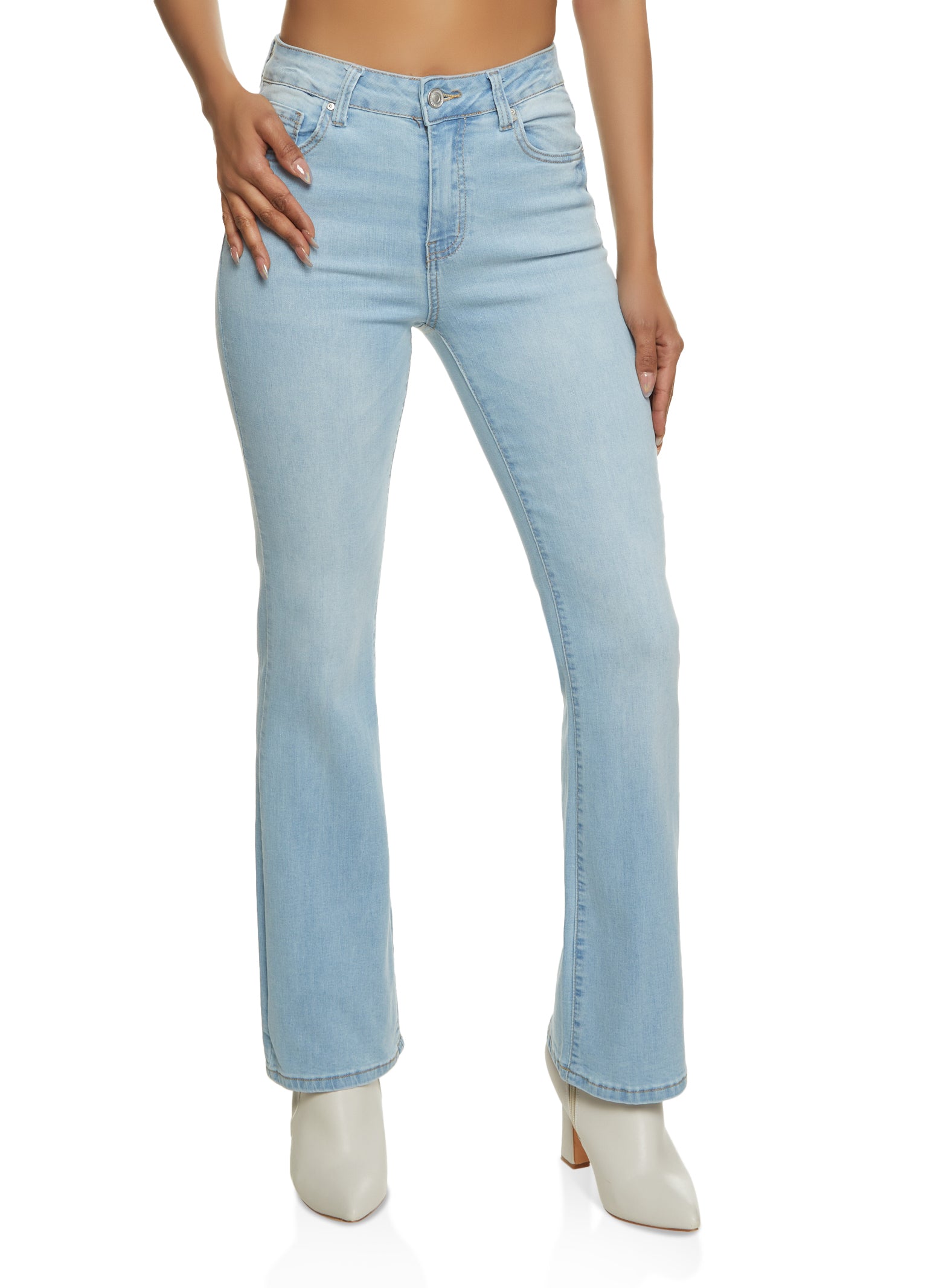 Womens WAX Whiskered Boot Cut Jeans, Blue,