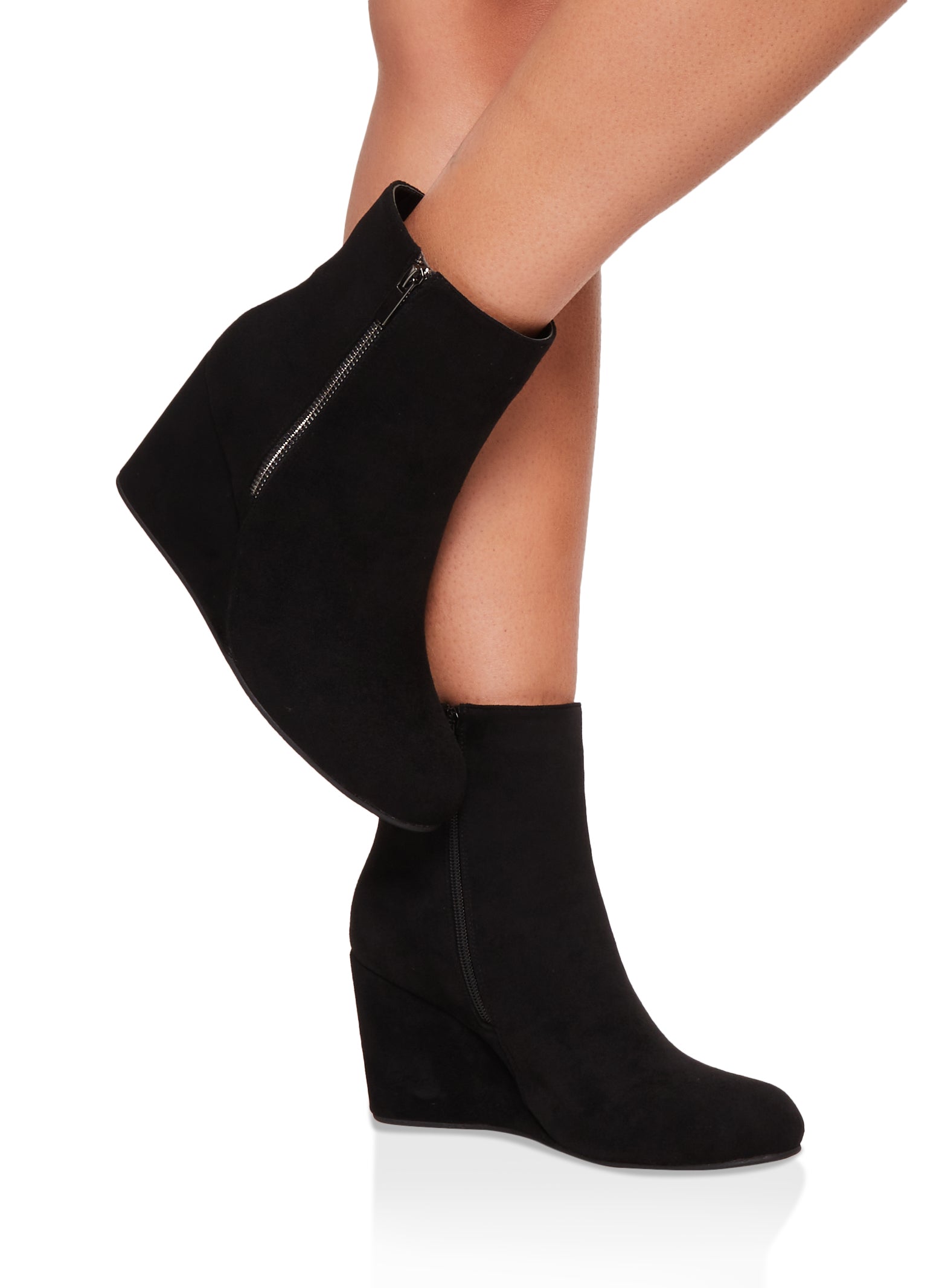 Womens Side Zip Wedge Ankle Boots,