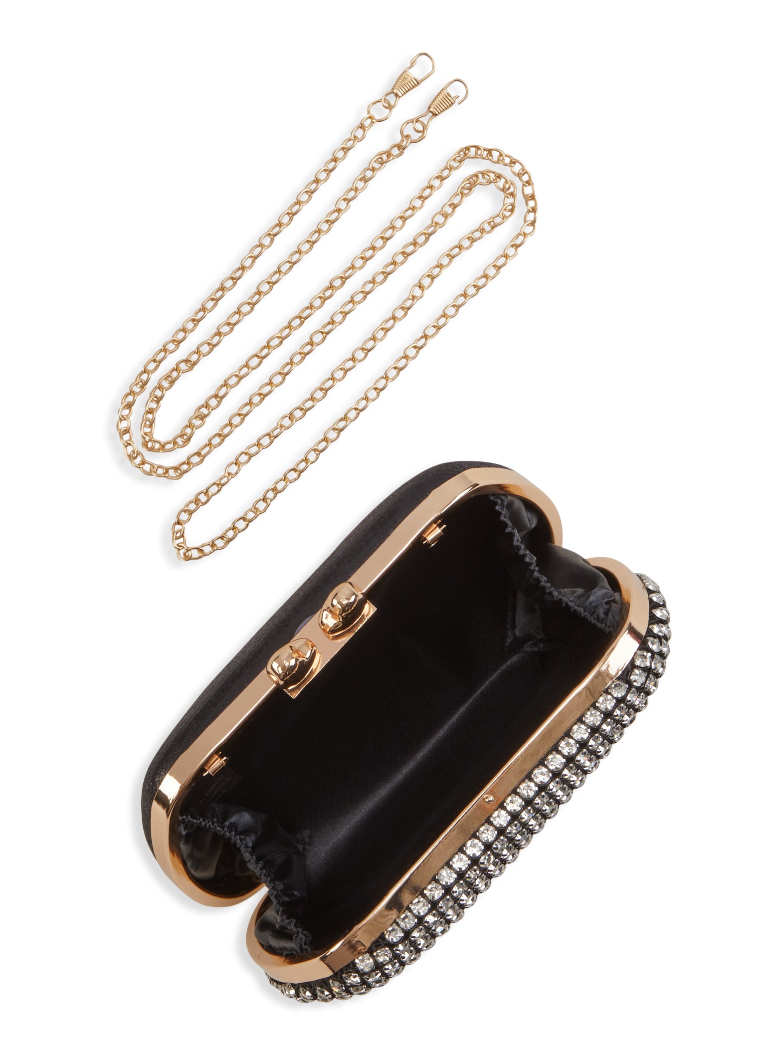 Womens Rhinestone Studded Chain Strap Mini Crossbody Clutch,