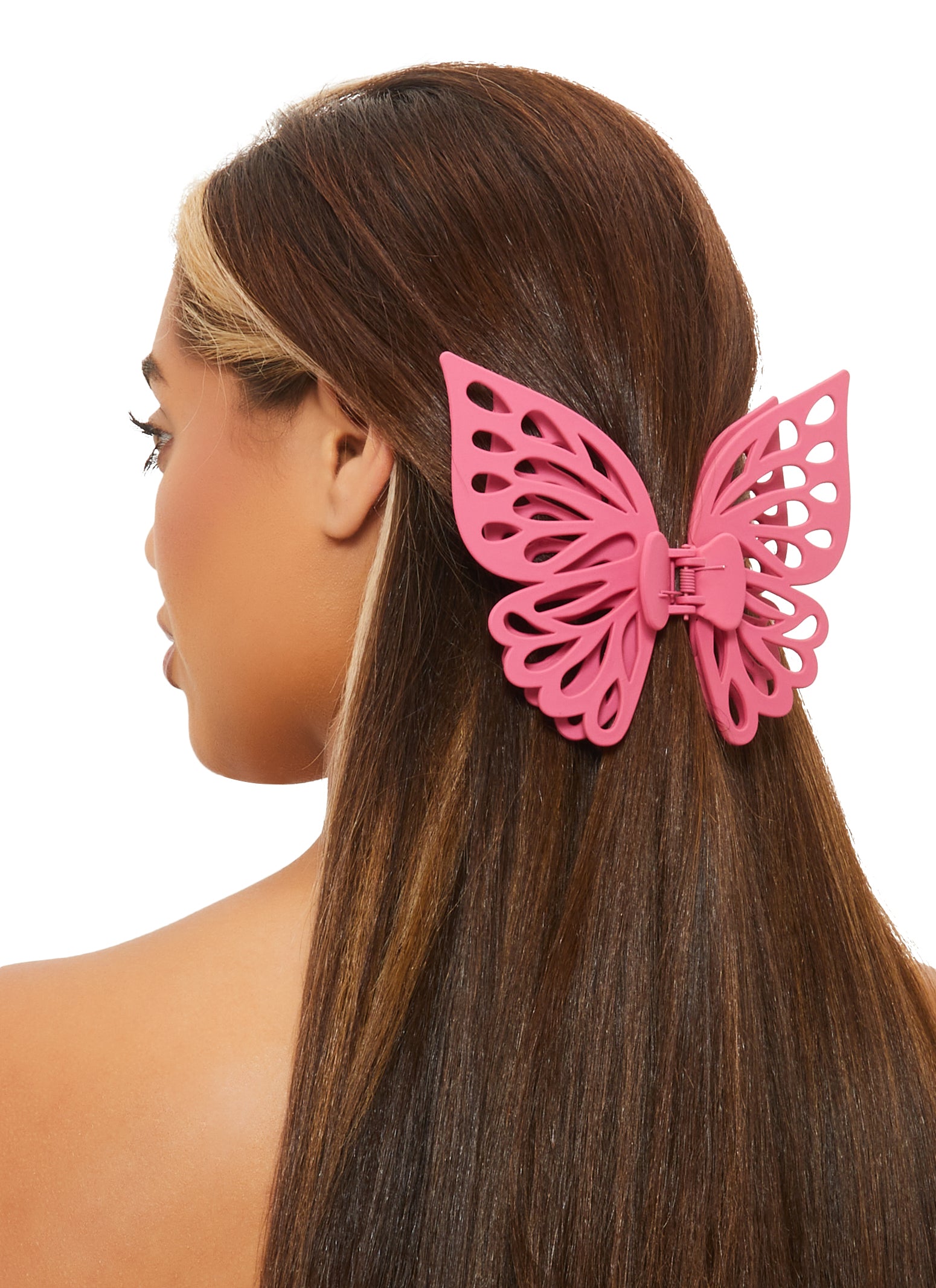 Womens Oversized Butterfly Claw Clip, Pink