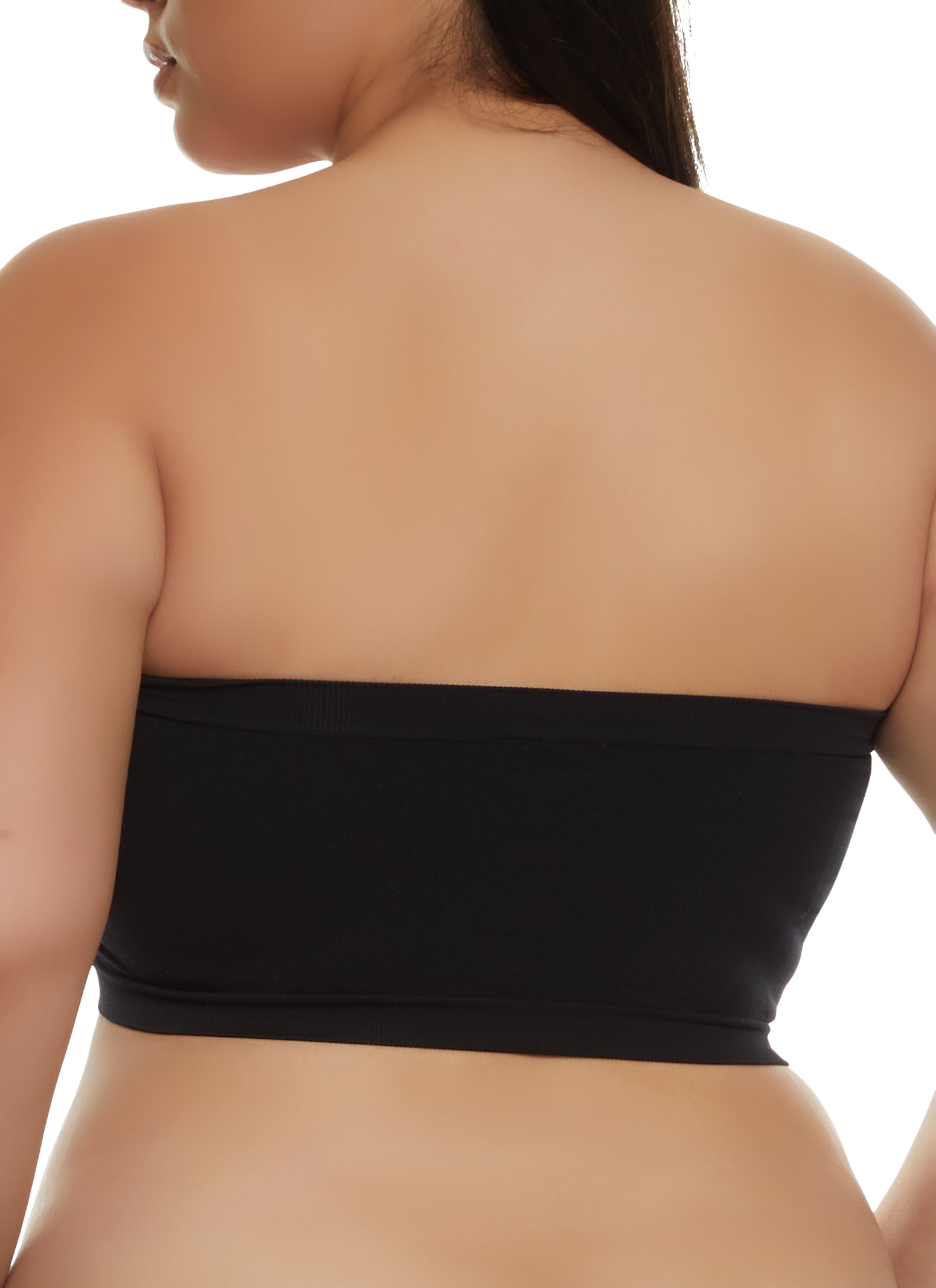 Womens Plus Seamless Bandeau Bra, Black,