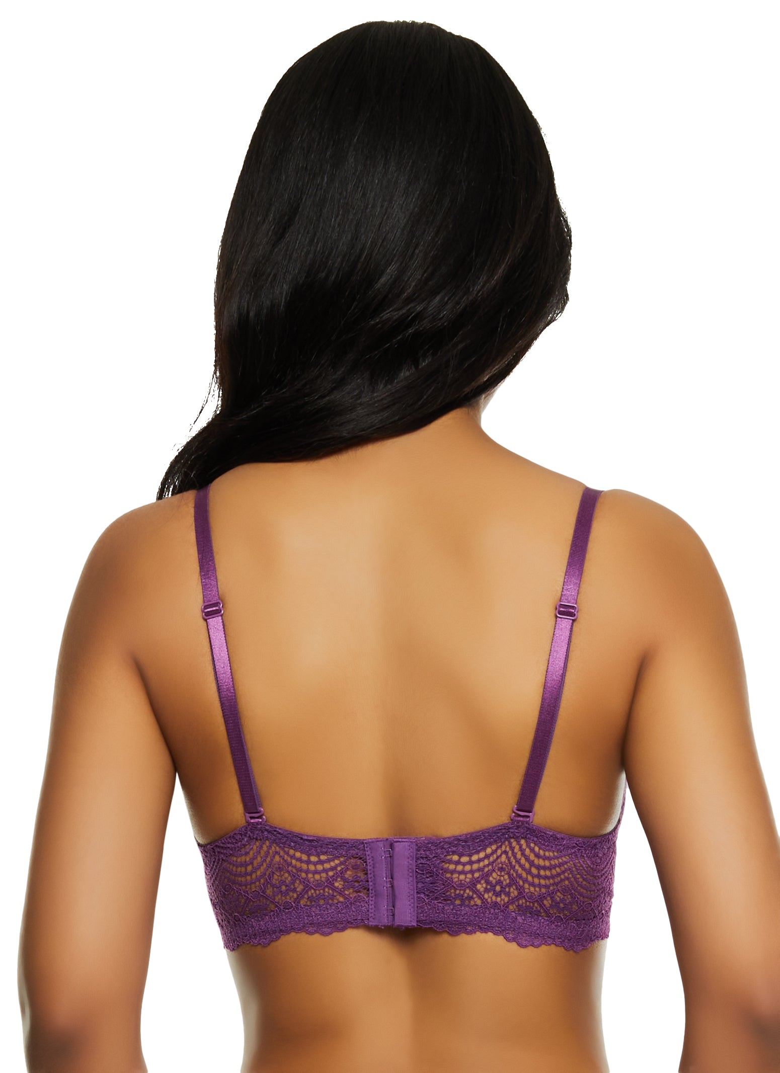 Womens Patterned Lace Balconette Bra | Converts to Strapless, Purple, Size 36C