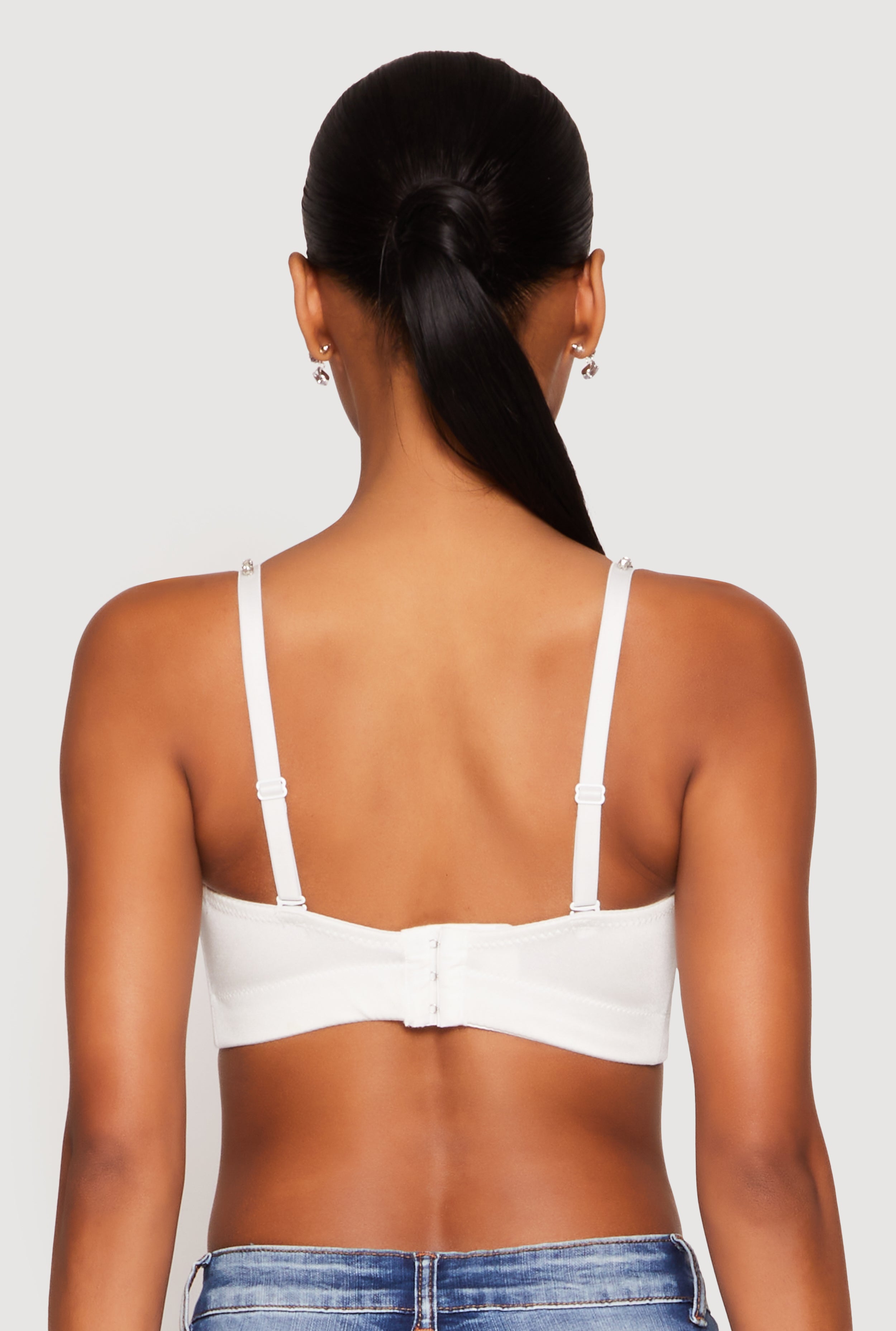Womens Rhinestone Convertible Bustier Top, White, Size S