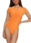 Womens Spandex Crew Neck Short Sleeve Bodysuit, ,