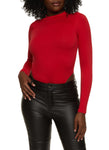 Womens Ribbed Mock Neck High Cut Seamless Bodysuit, ,