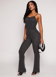 Crew Neck Sleeveless Spaghetti Strap Knit Ribbed Jumpsuit