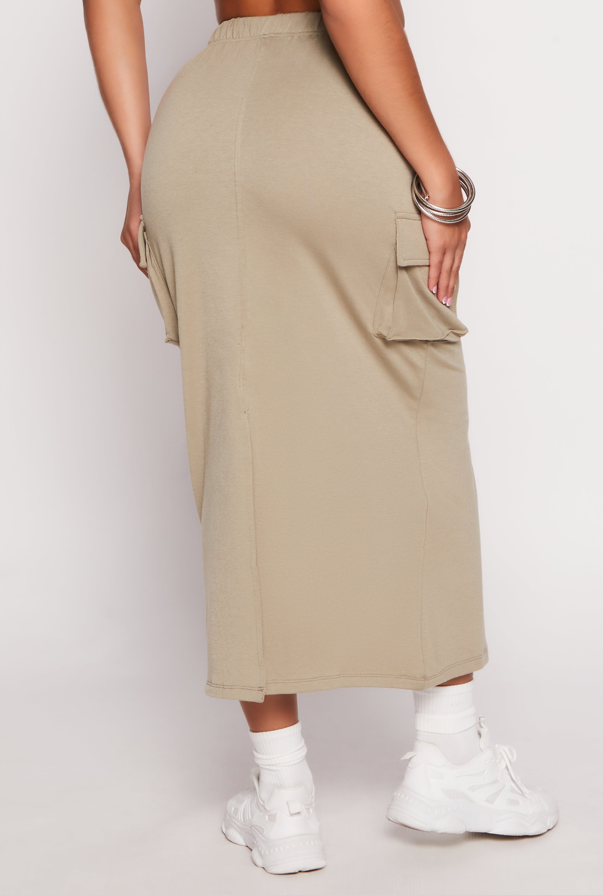 Womens Almost Famous Fleece Maxi Cargo Skirt, L