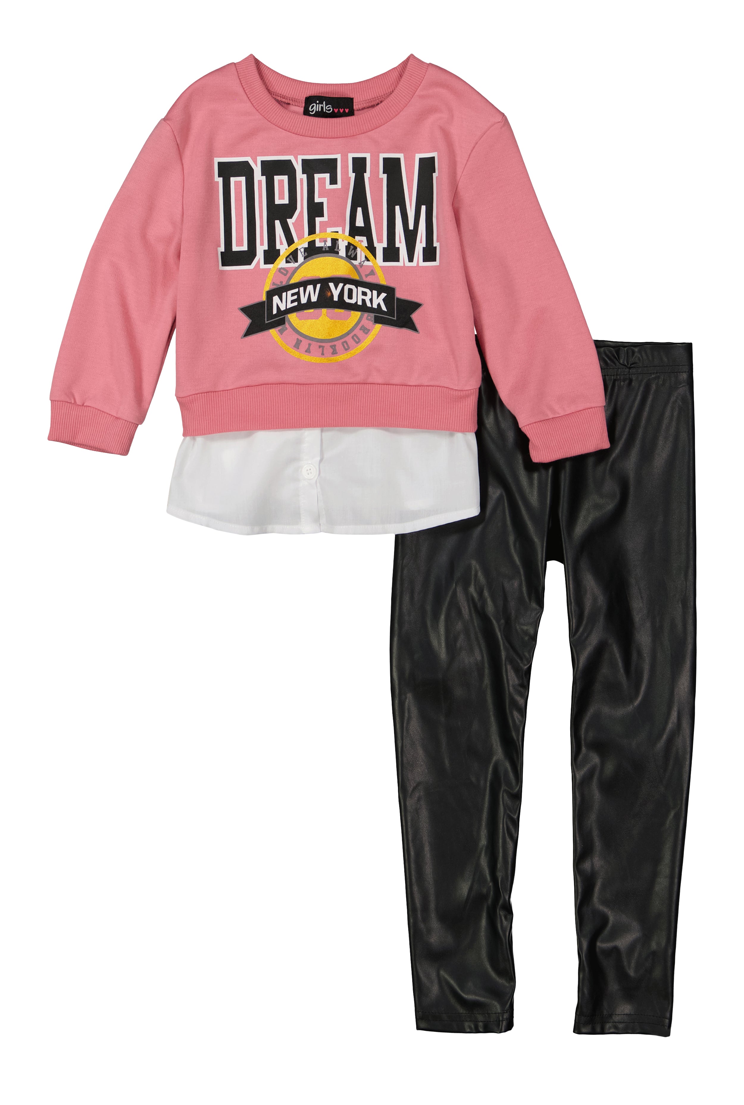 Toddler Girls Dream New York Graphic Sweatshirt and Leggings, Pink, Size 4T