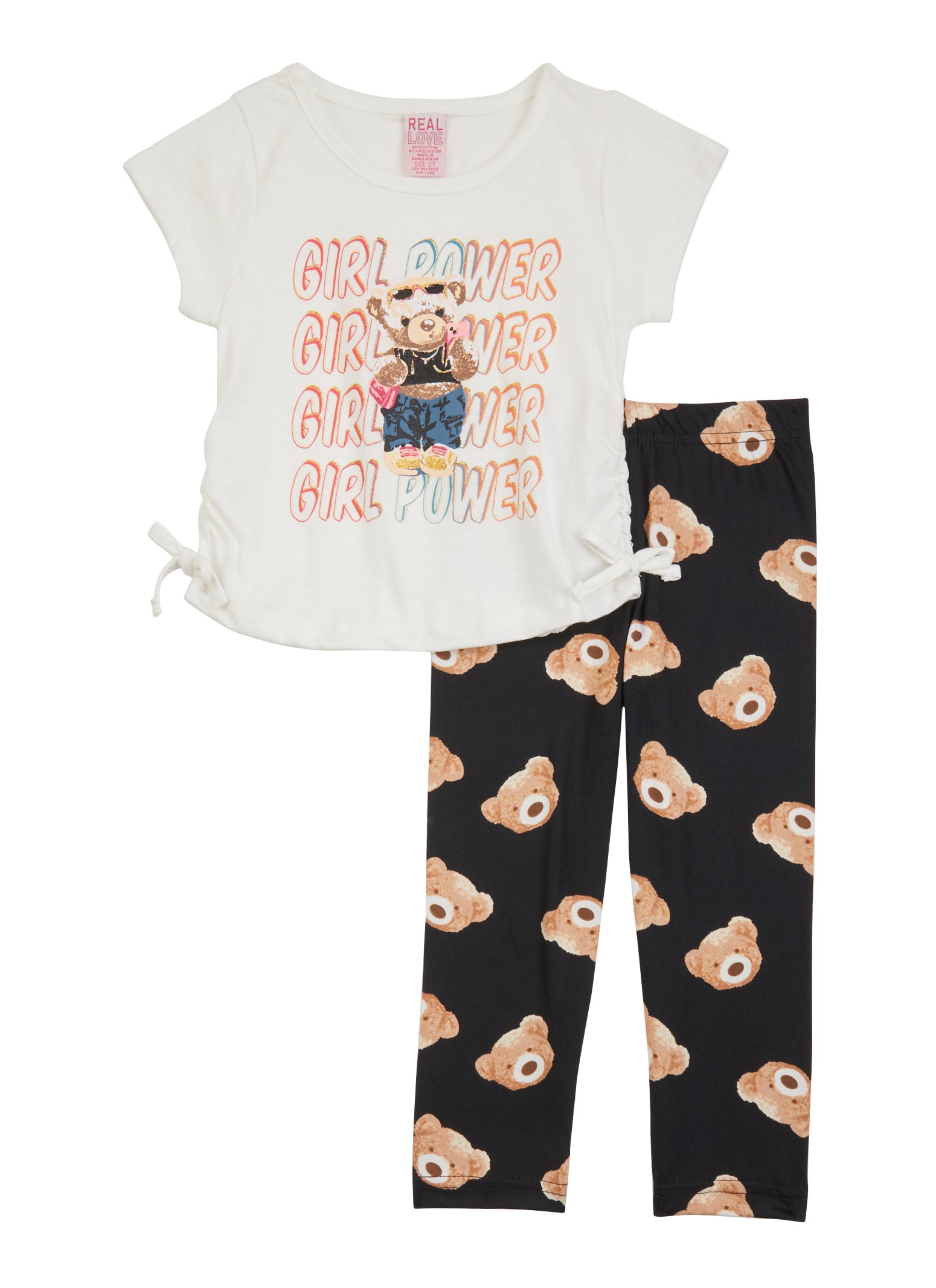 Toddler Girls Glitter Girl Power Graphic Tee and Leggings, Multi, Size 4T