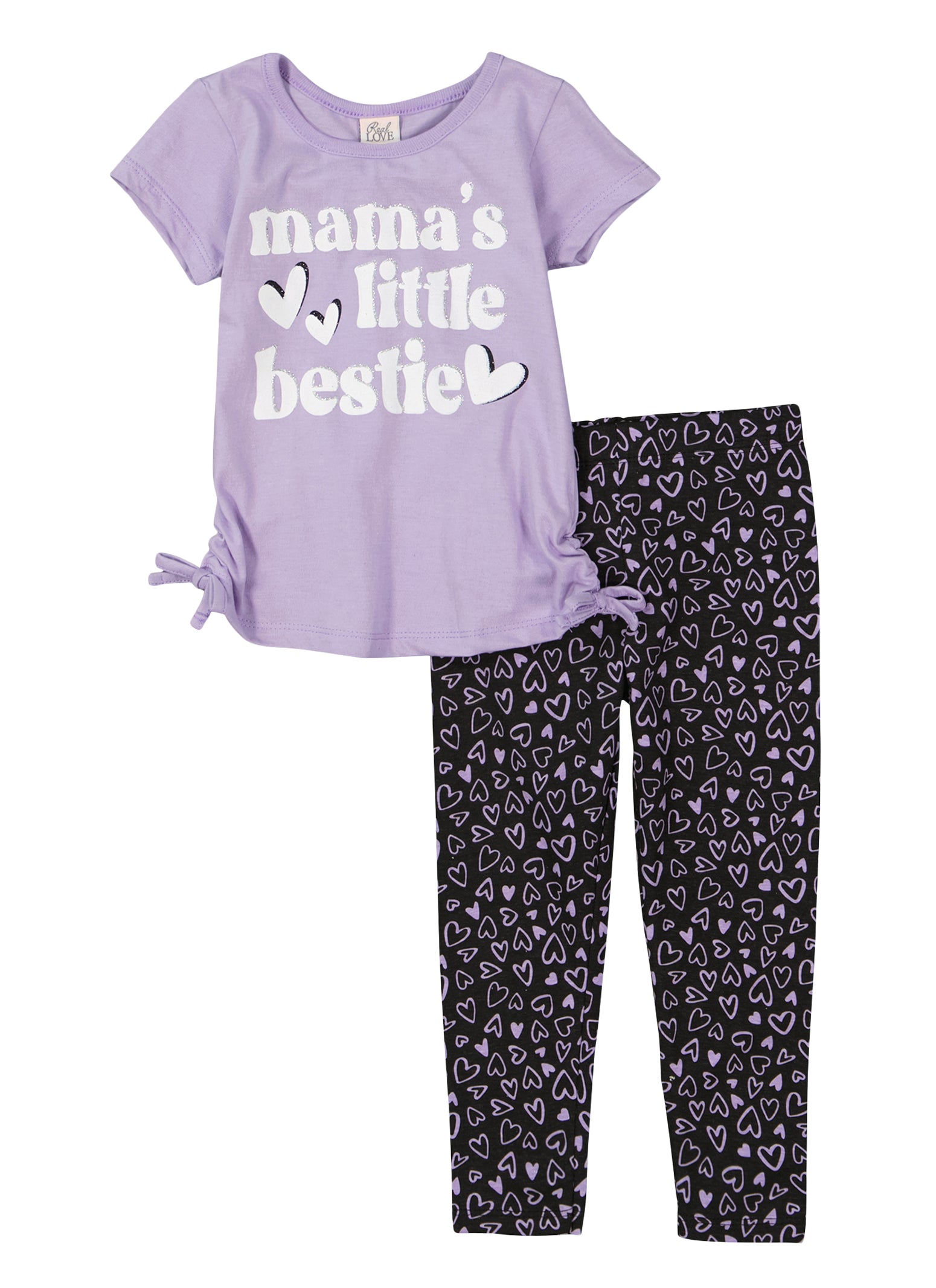 Toddler Girls Heart Glitter Graphic Tee and Leggings, Purple, Size 2T