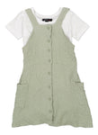 Toddler Square Neck Knit Button Front Sleeveless Romper