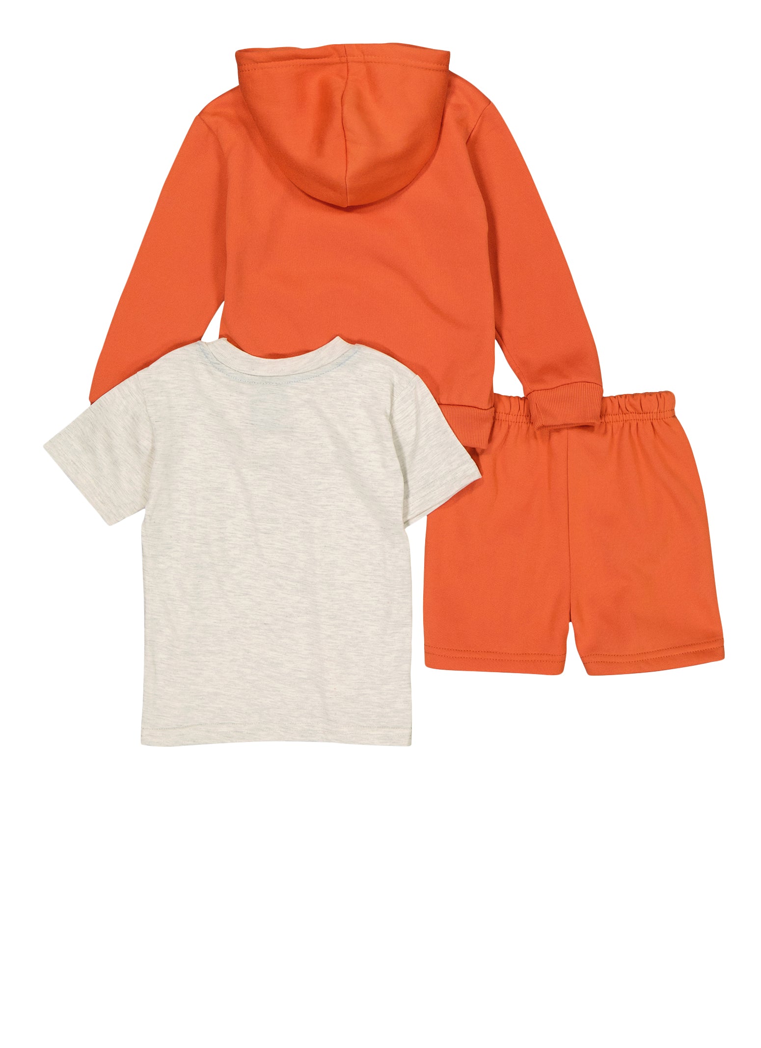 Toddler Boys Fresh Hoodie and Tee with Sweatshorts, Orange, Size 2T